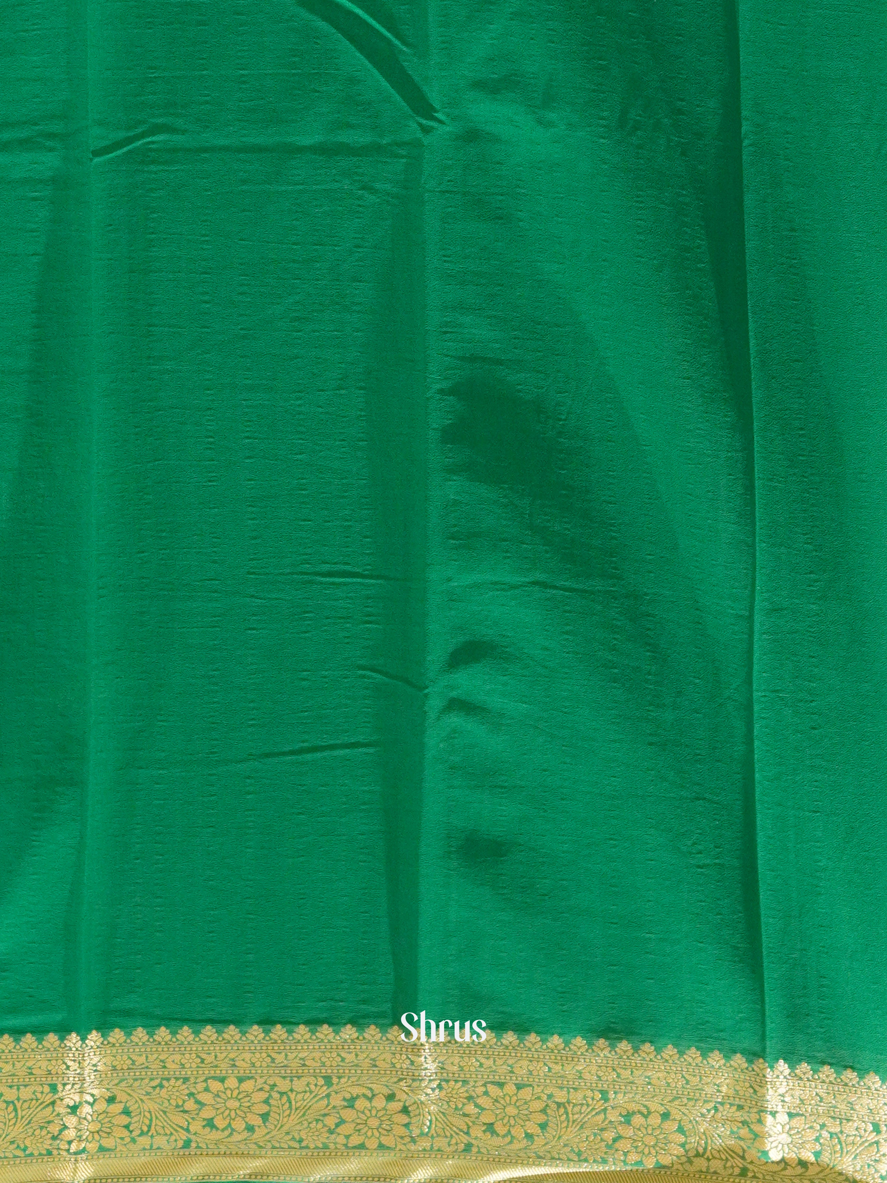 Green(Single Tone) - Semi Georgette Saree - Shop on ShrusEternity.com
