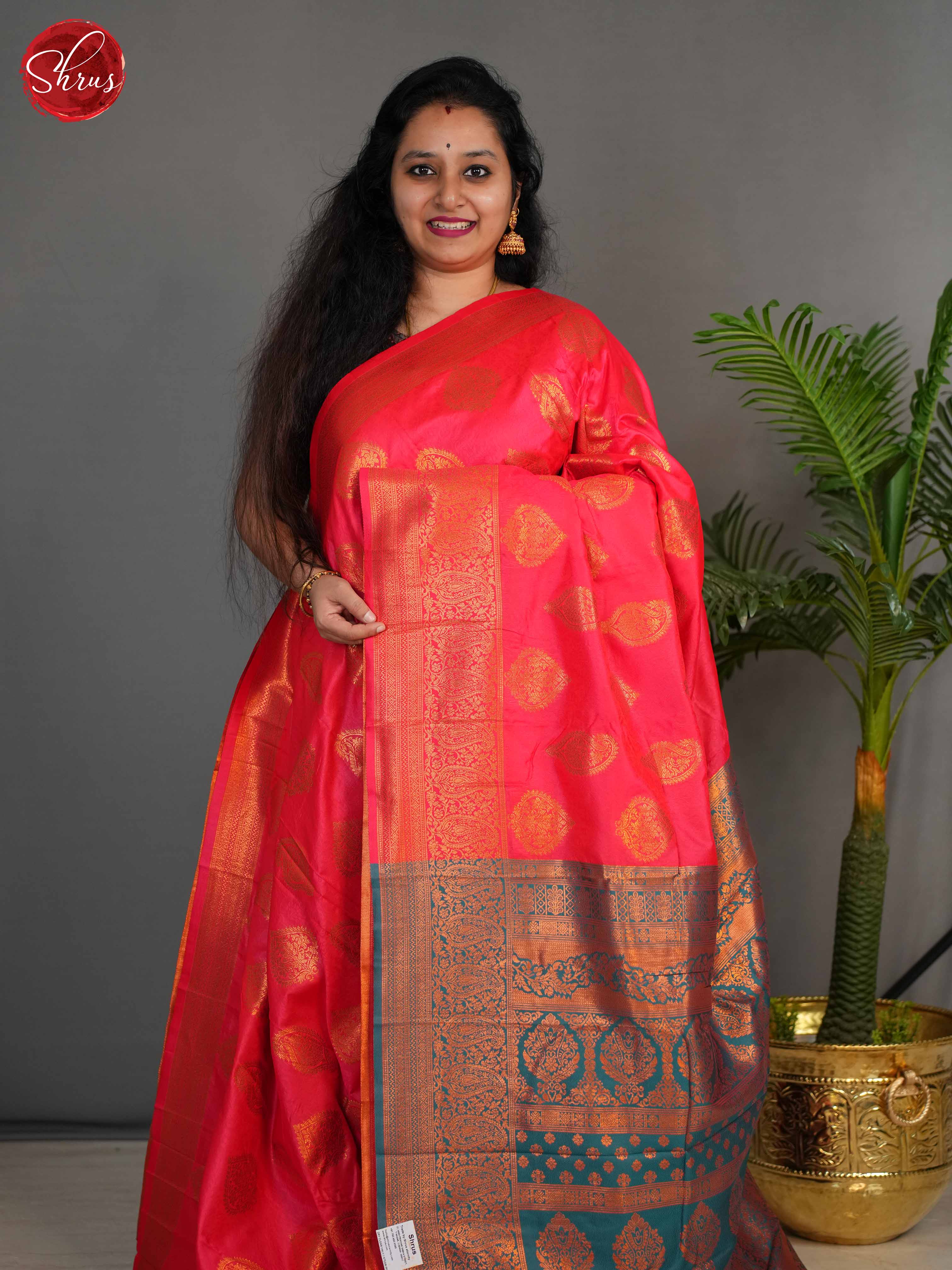 Pink & Purple- Semi kanchipuram Saree - Shop on ShrusEternity.com