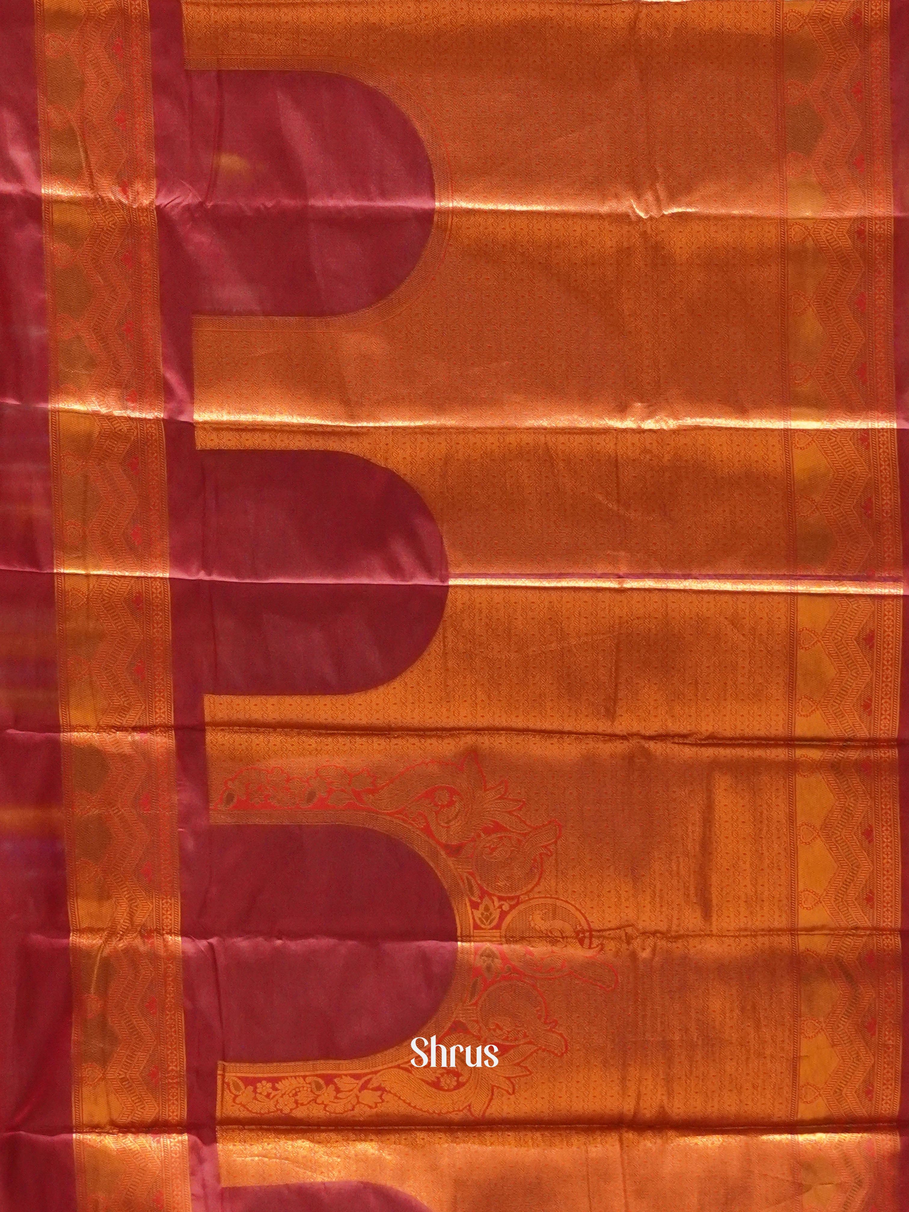 Peacock Neck & Maroon- Semi Soft Silk Saree - Shop on ShrusEternity.com