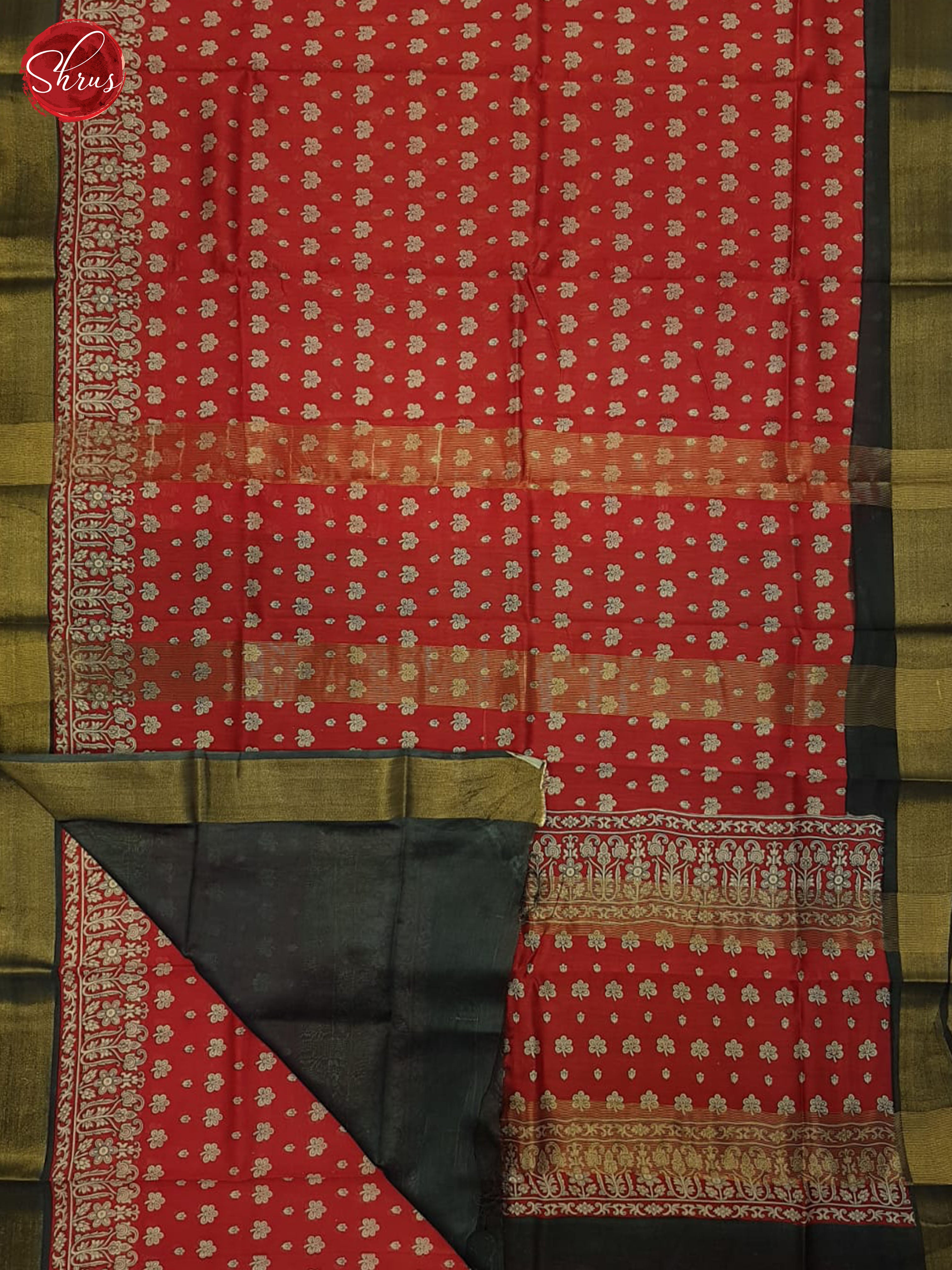 Red & Grey - Moonga Silk Saree - Shop on ShrusEternity.com