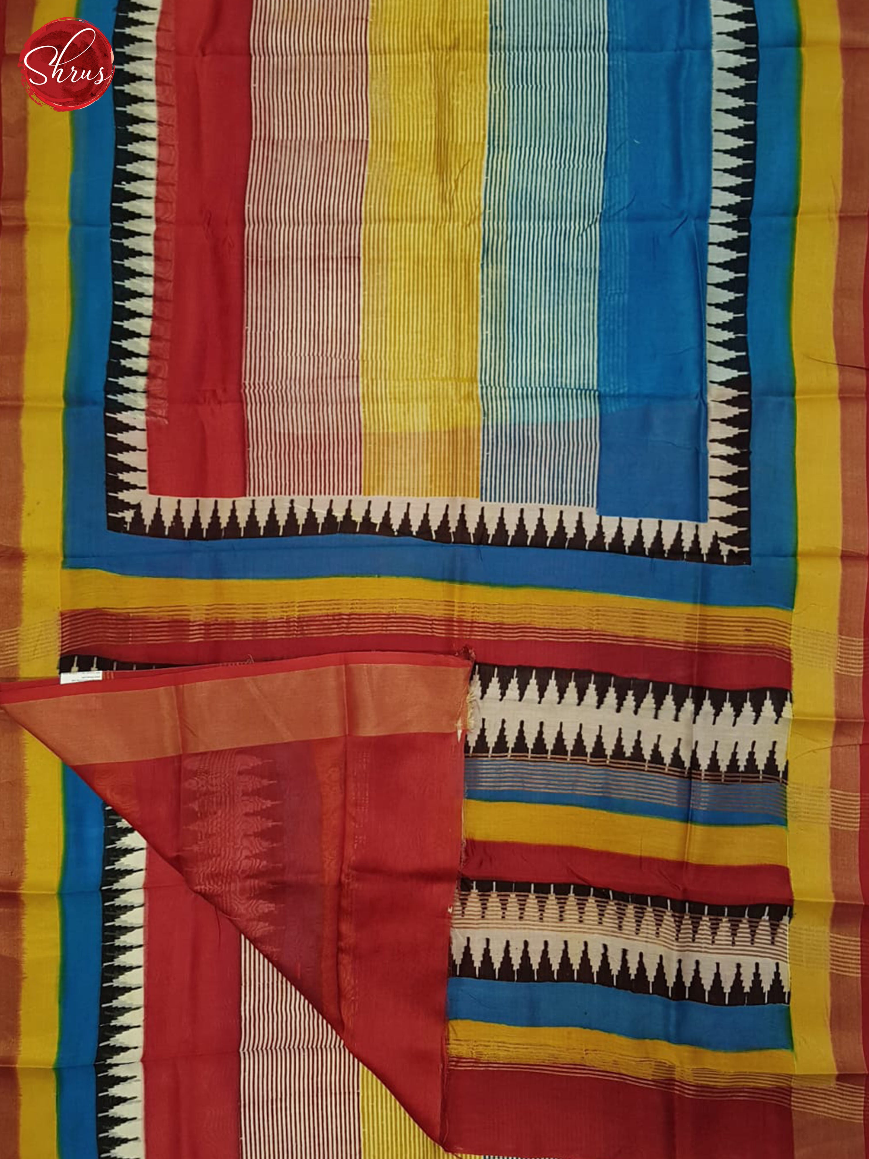 Multicolor & REd - Moonga Silk Saree - Shop on ShrusEternity.com