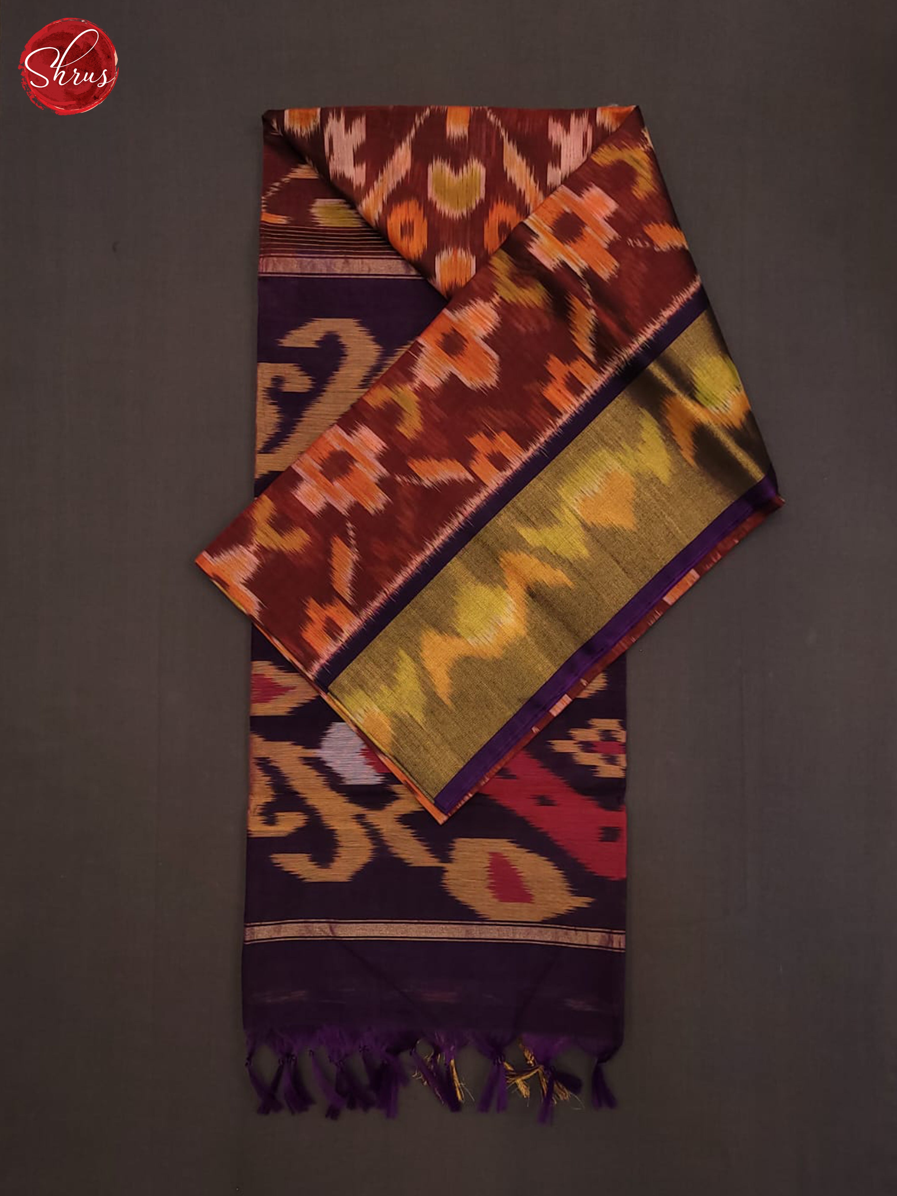 Maroon and violet-pochampally Silk Cotton Saree - Shop on ShrusEternity.com