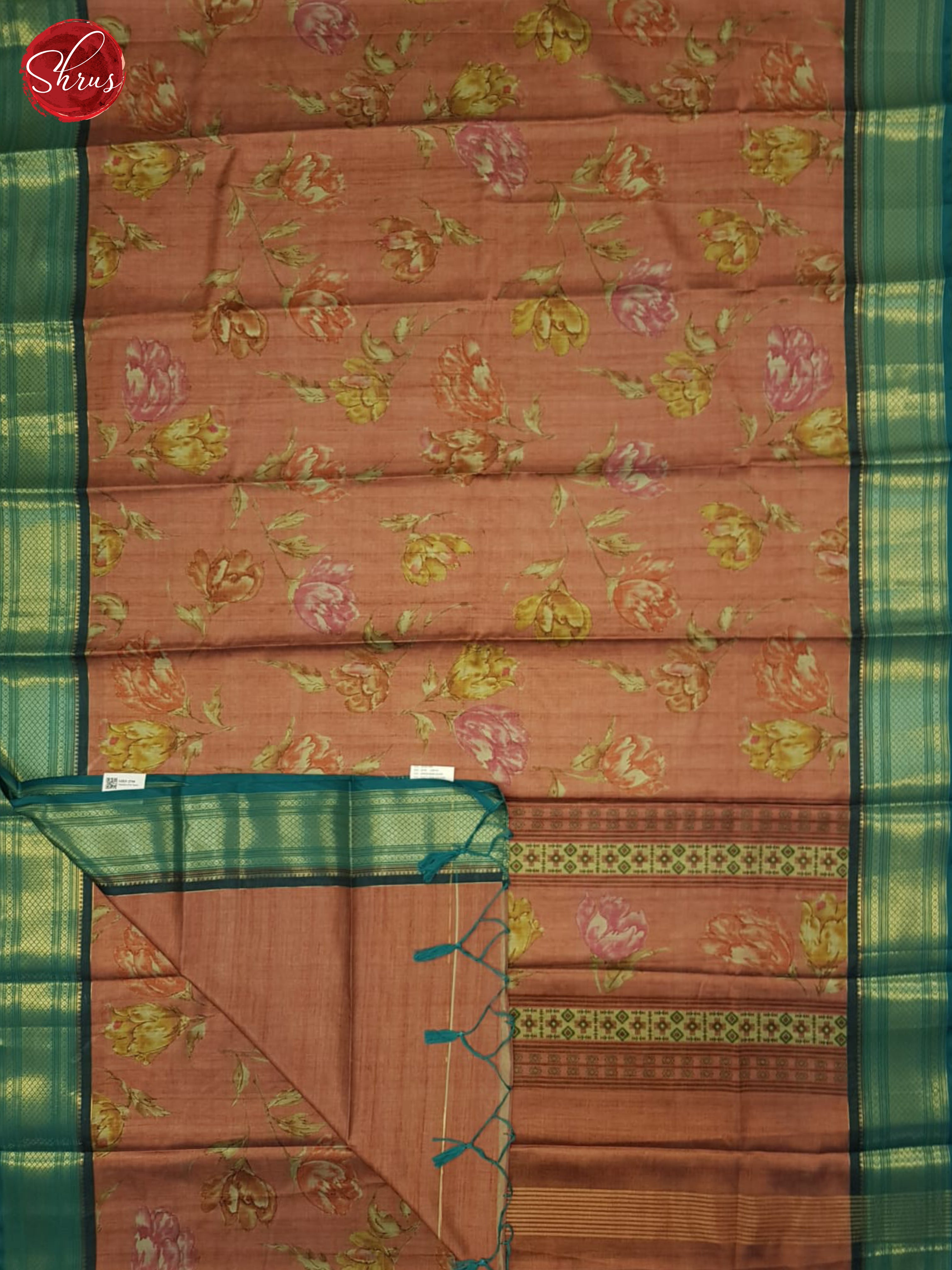 Brown & Green - Semi Crepe Saree - Shop on ShrusEternity.com