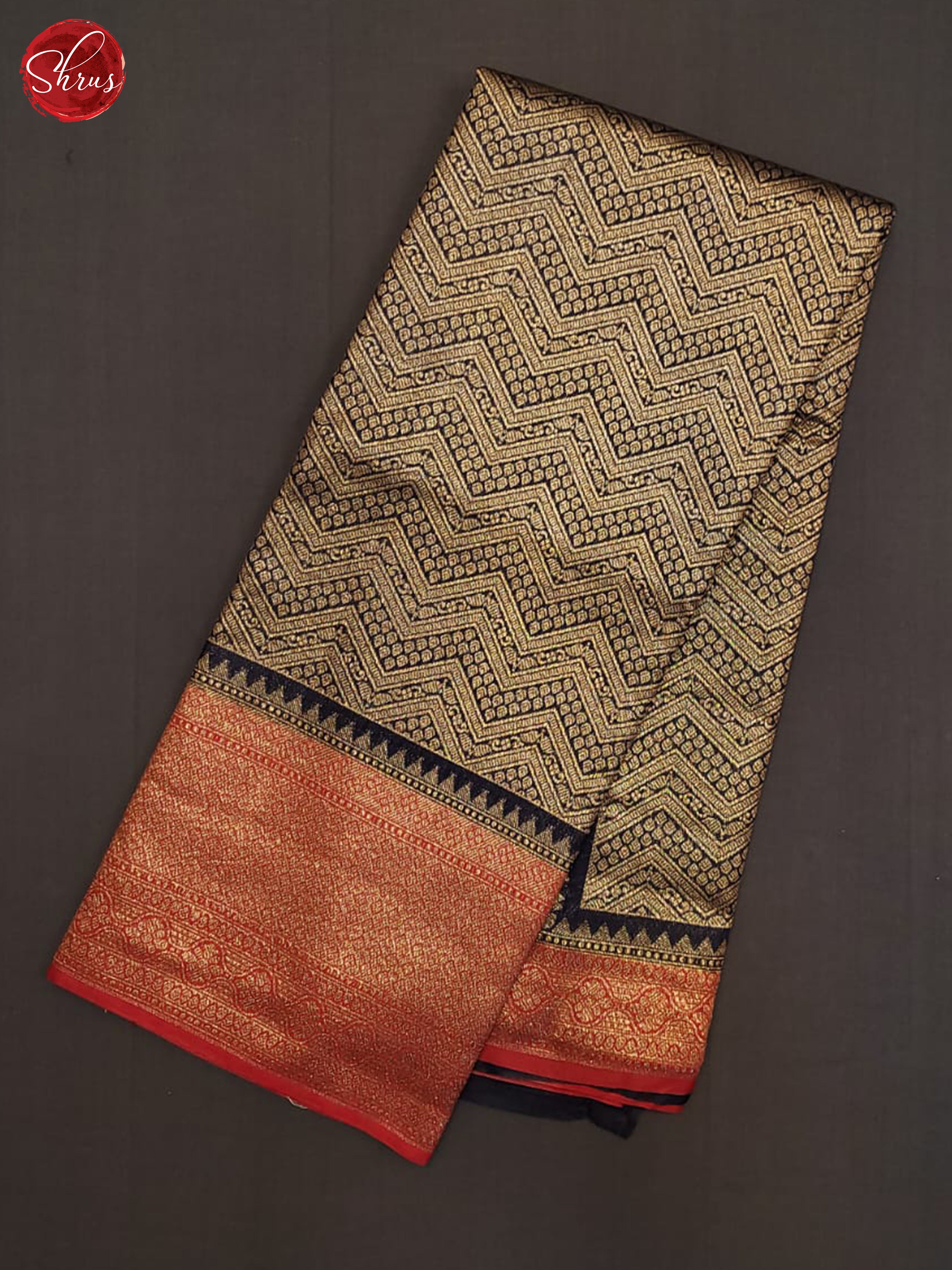 Navy Blue & Red - Semi Tanchoi Saree - Shop on ShrusEternity.com