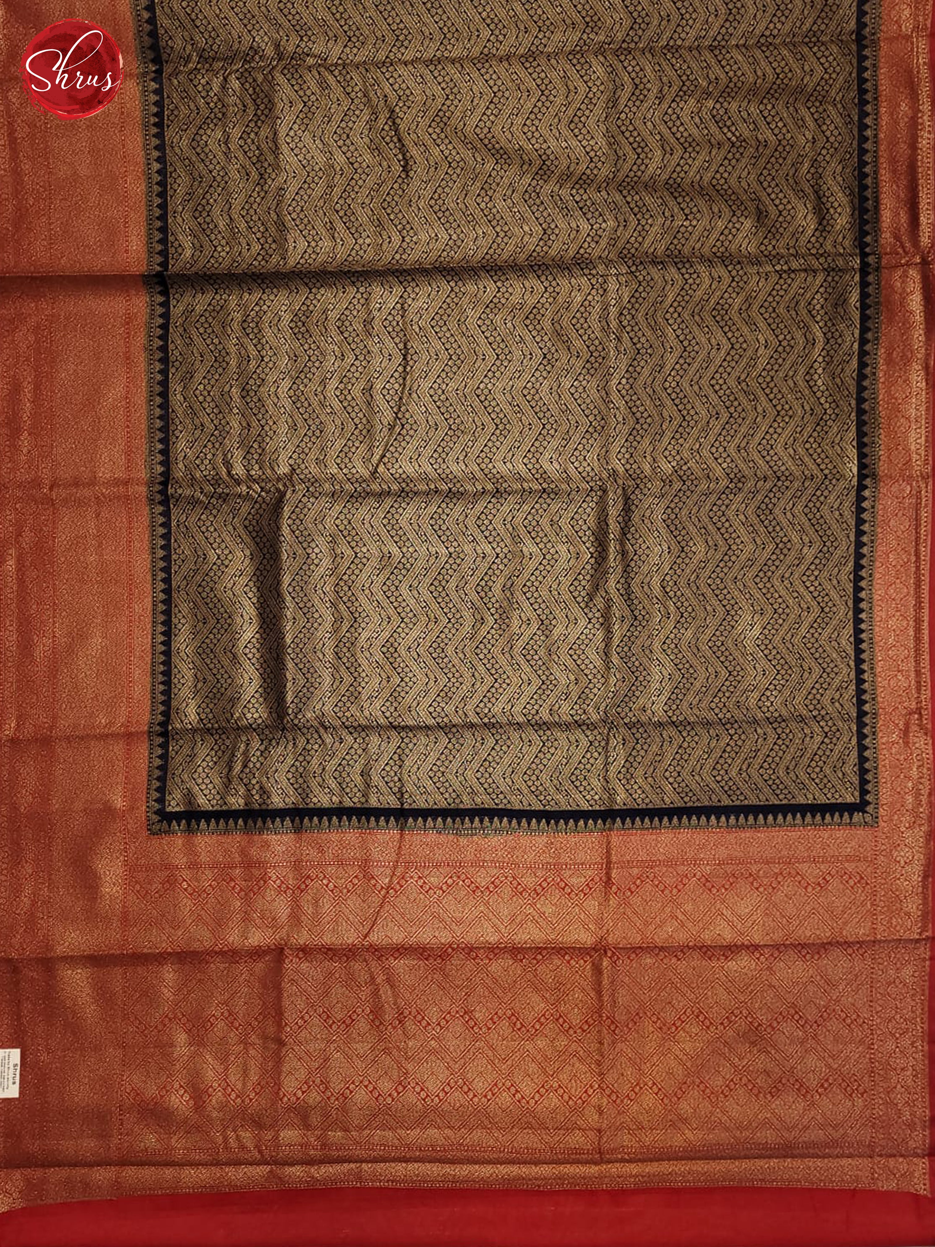 Navy Blue & Red - Semi Tanchoi Saree - Shop on ShrusEternity.com