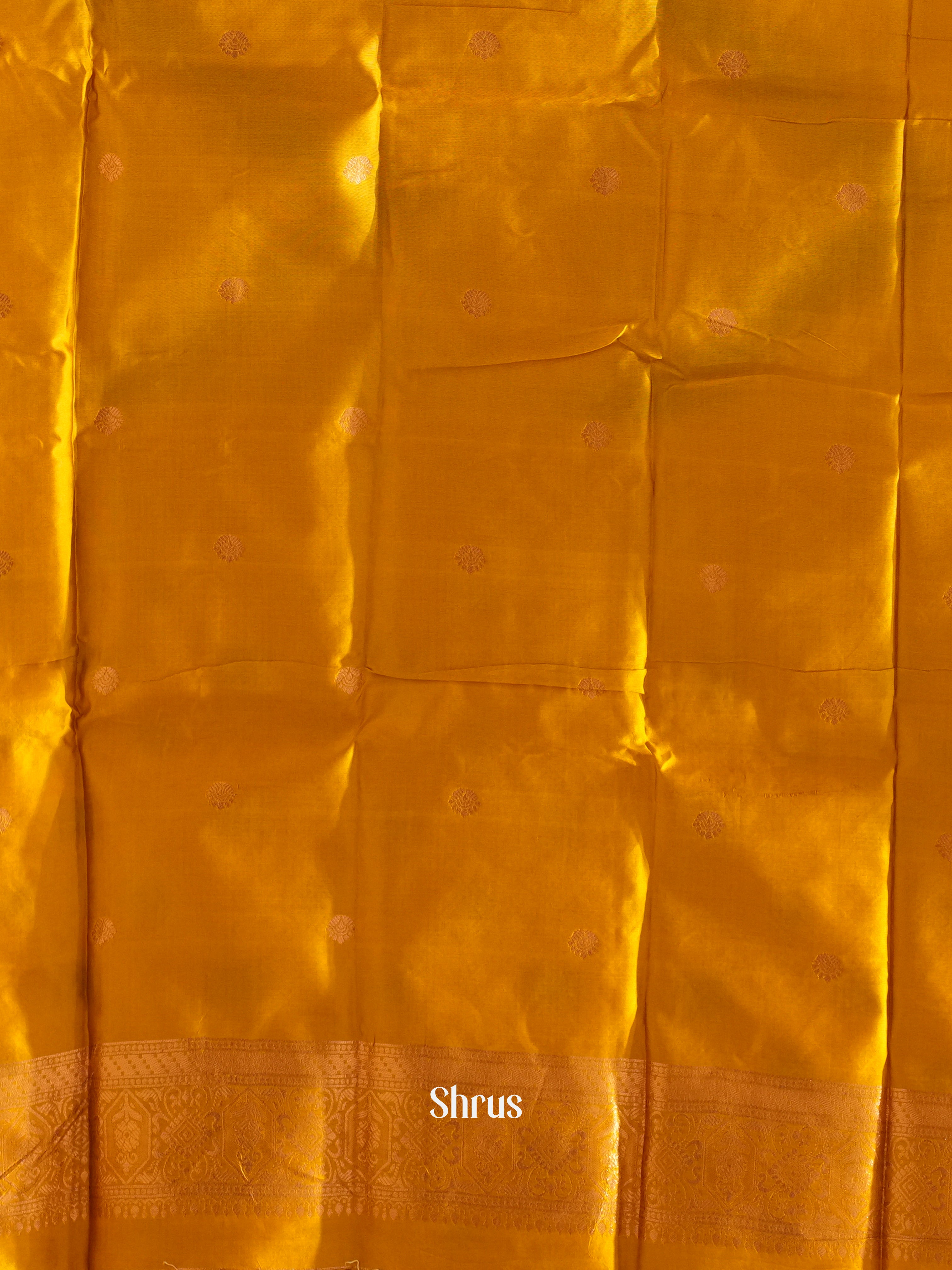 Mustard & Black - Semi Softsilk Saree - Shop on ShrusEternity.com