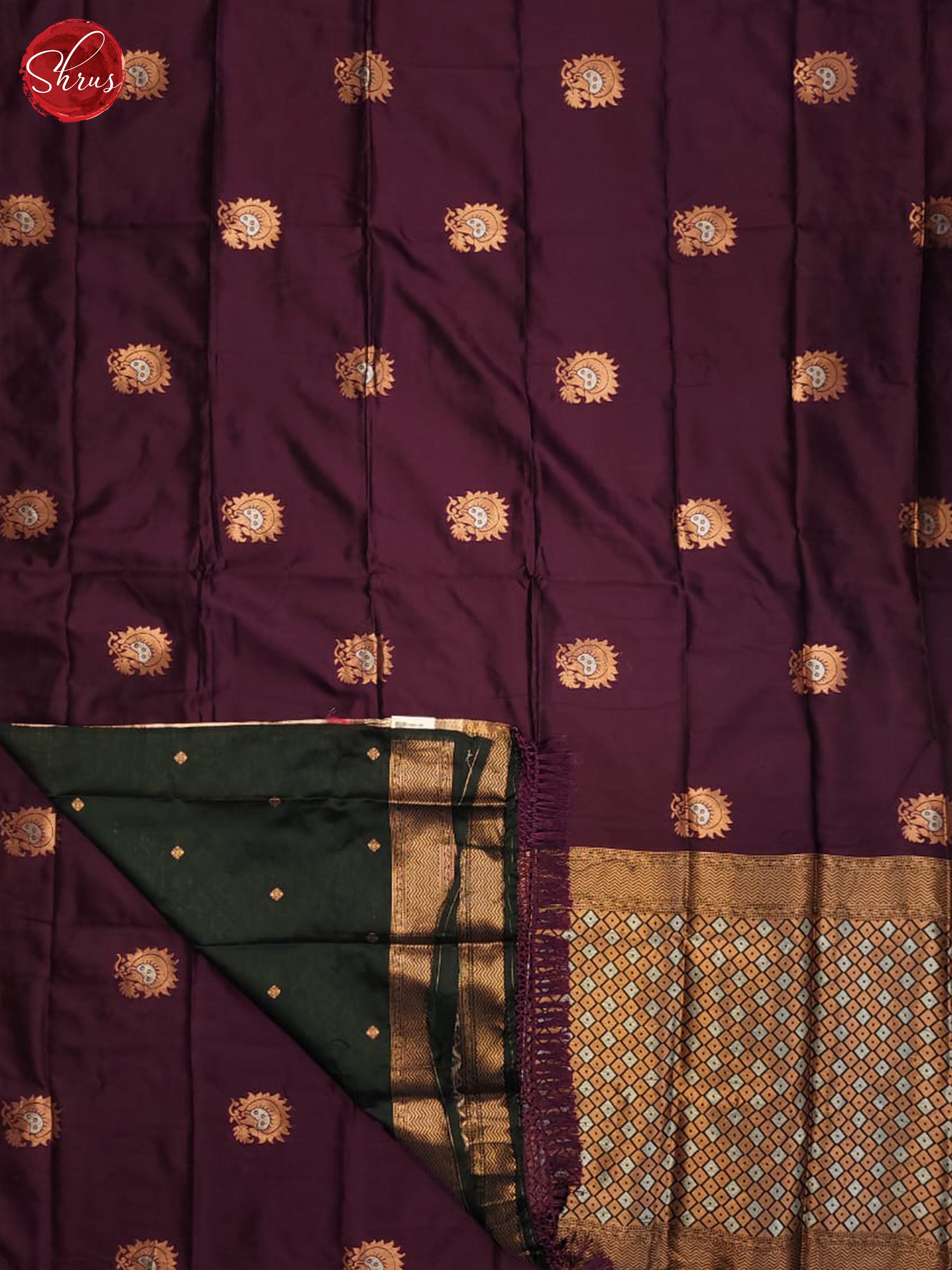Deep wine & Green- Semi Soft Silk Saree - Shop on ShrusEternity.com