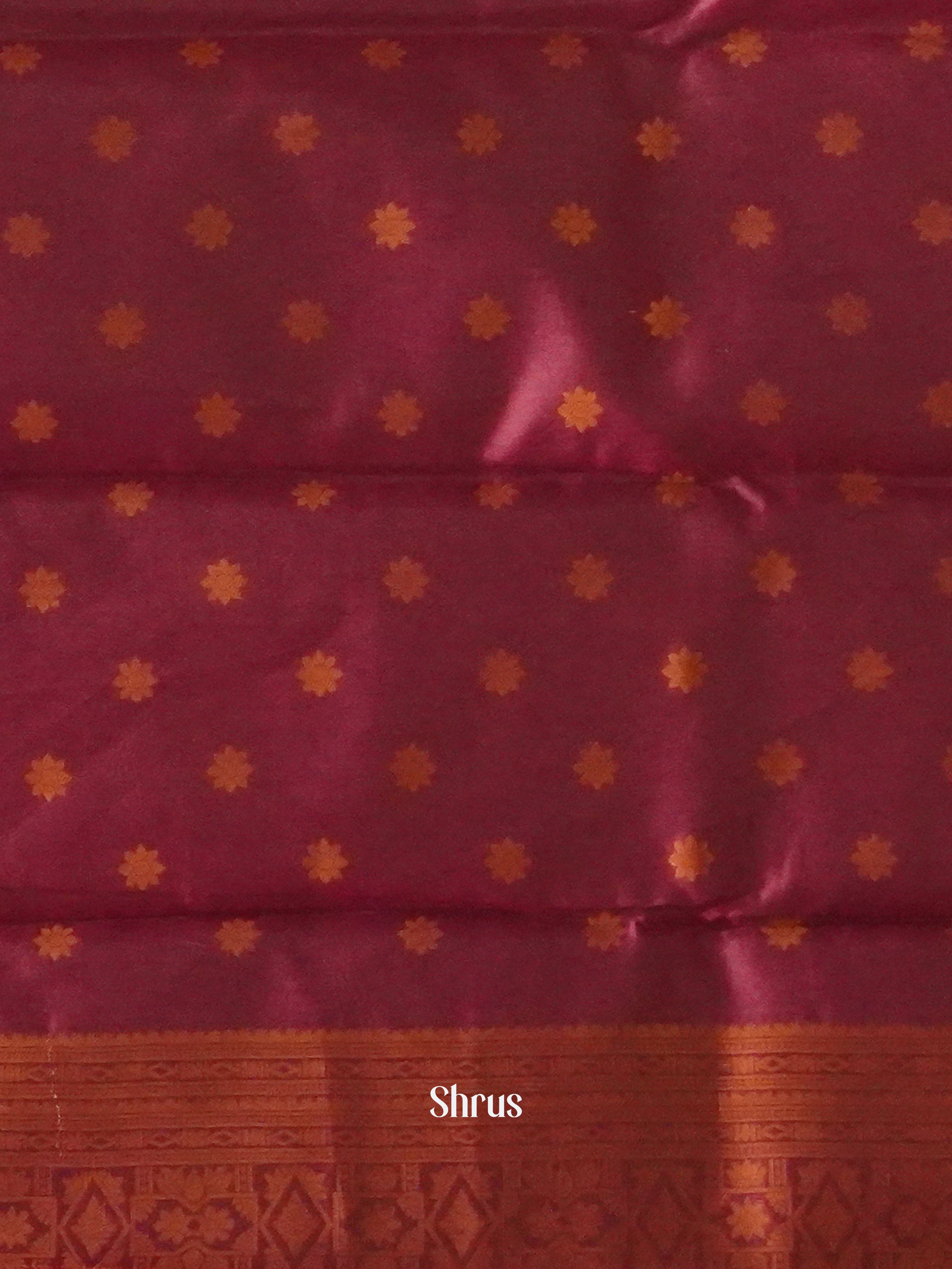 Brown & Majenta pInk - Semi Kanchipuram Saree - Shop on ShrusEternity.com