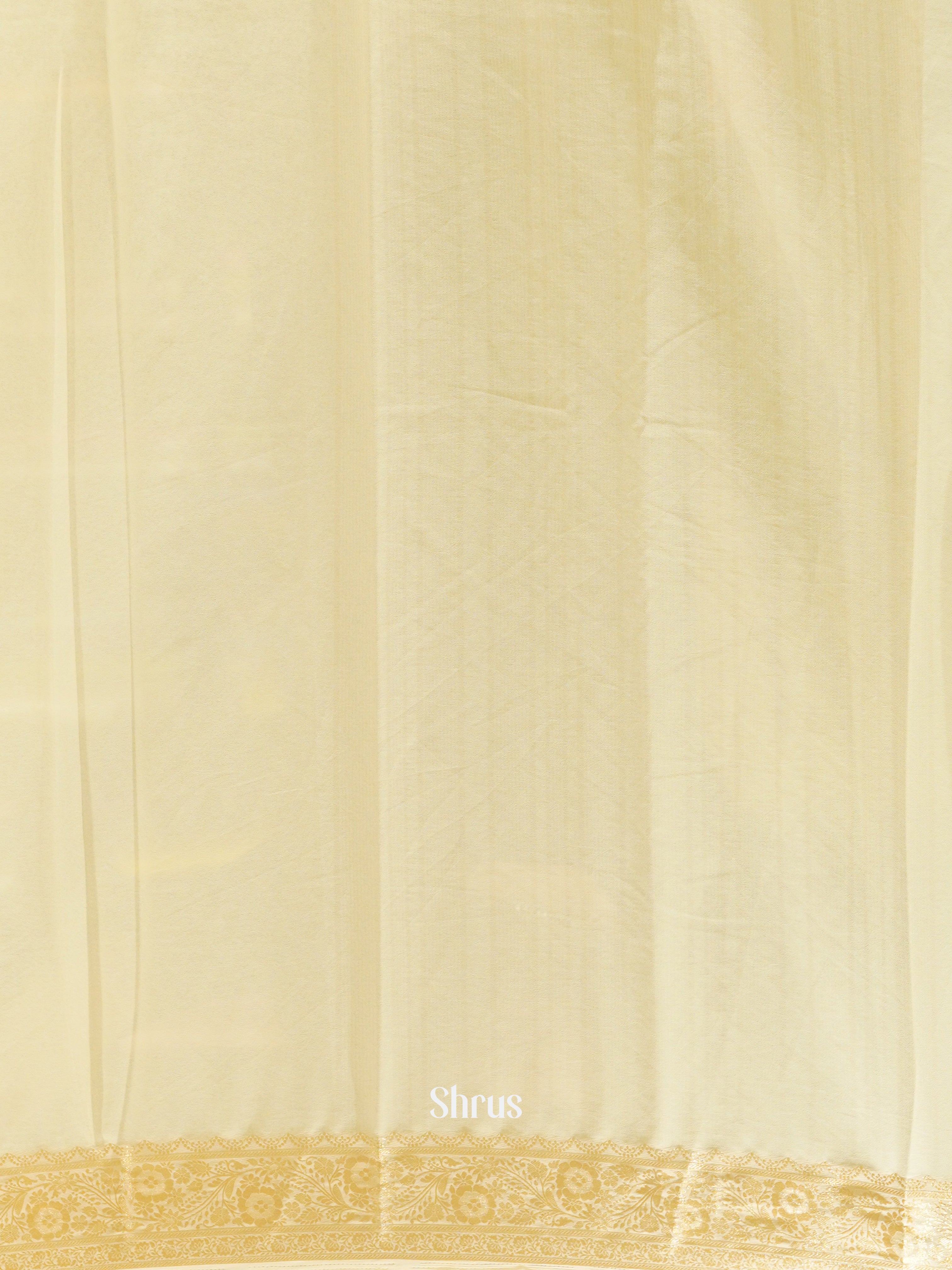 Cream(Single Tone) - Semi Georgette Saree - Shop on ShrusEternity.com