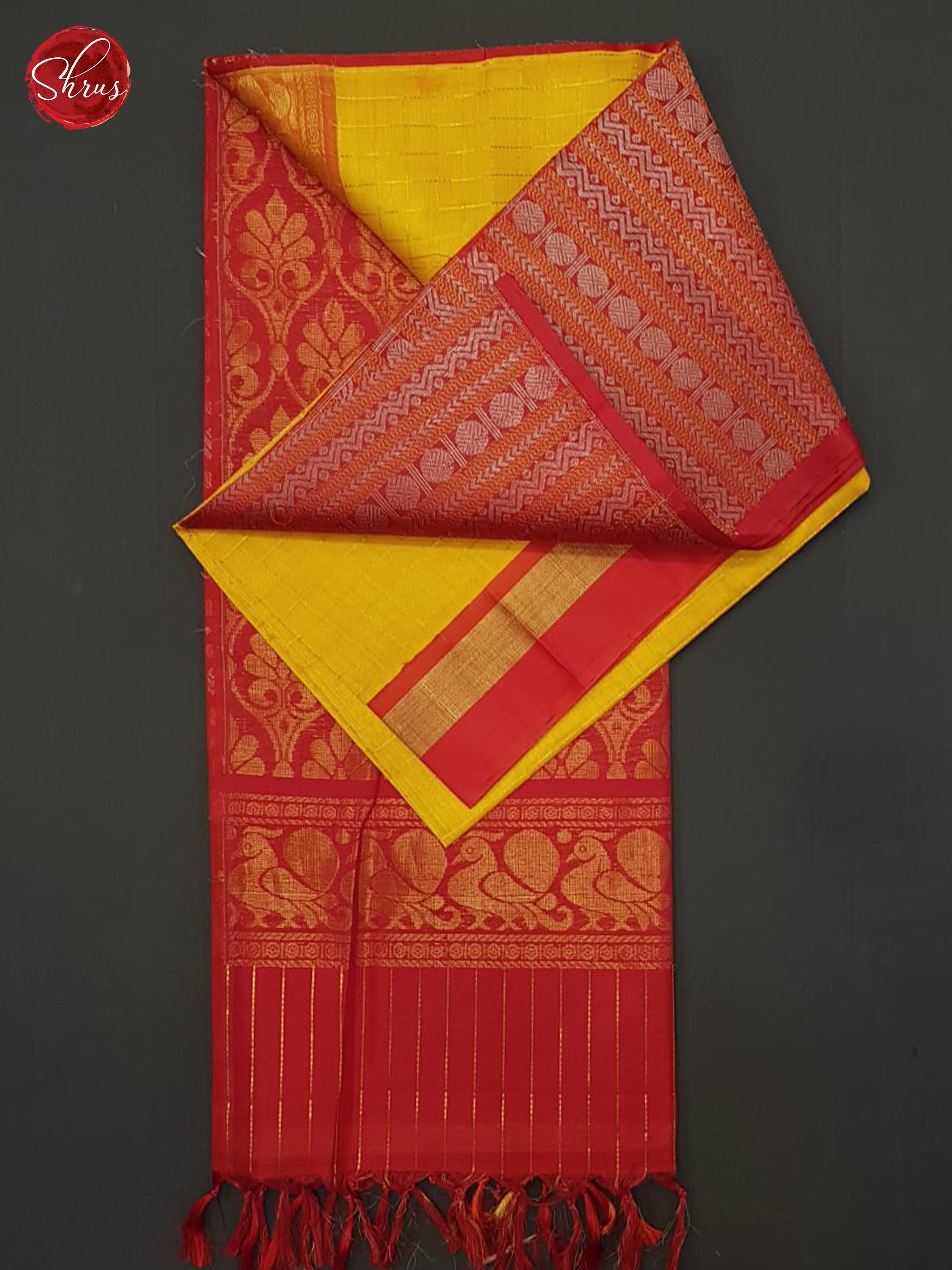 Yellow And Red-Silk Cotton Saree - Shop on ShrusEternity.com