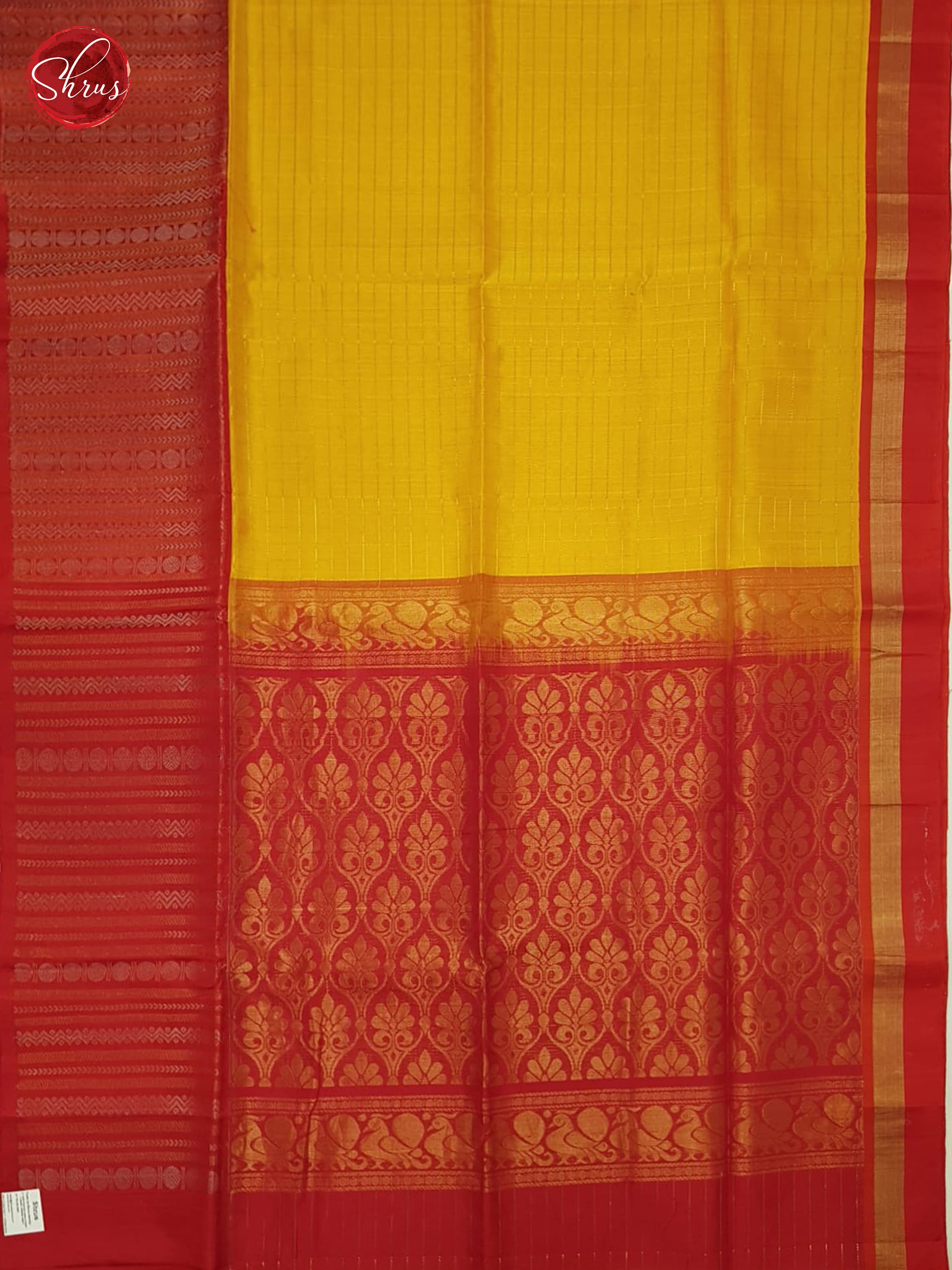 Yellow And Red-Silk Cotton Saree - Shop on ShrusEternity.com