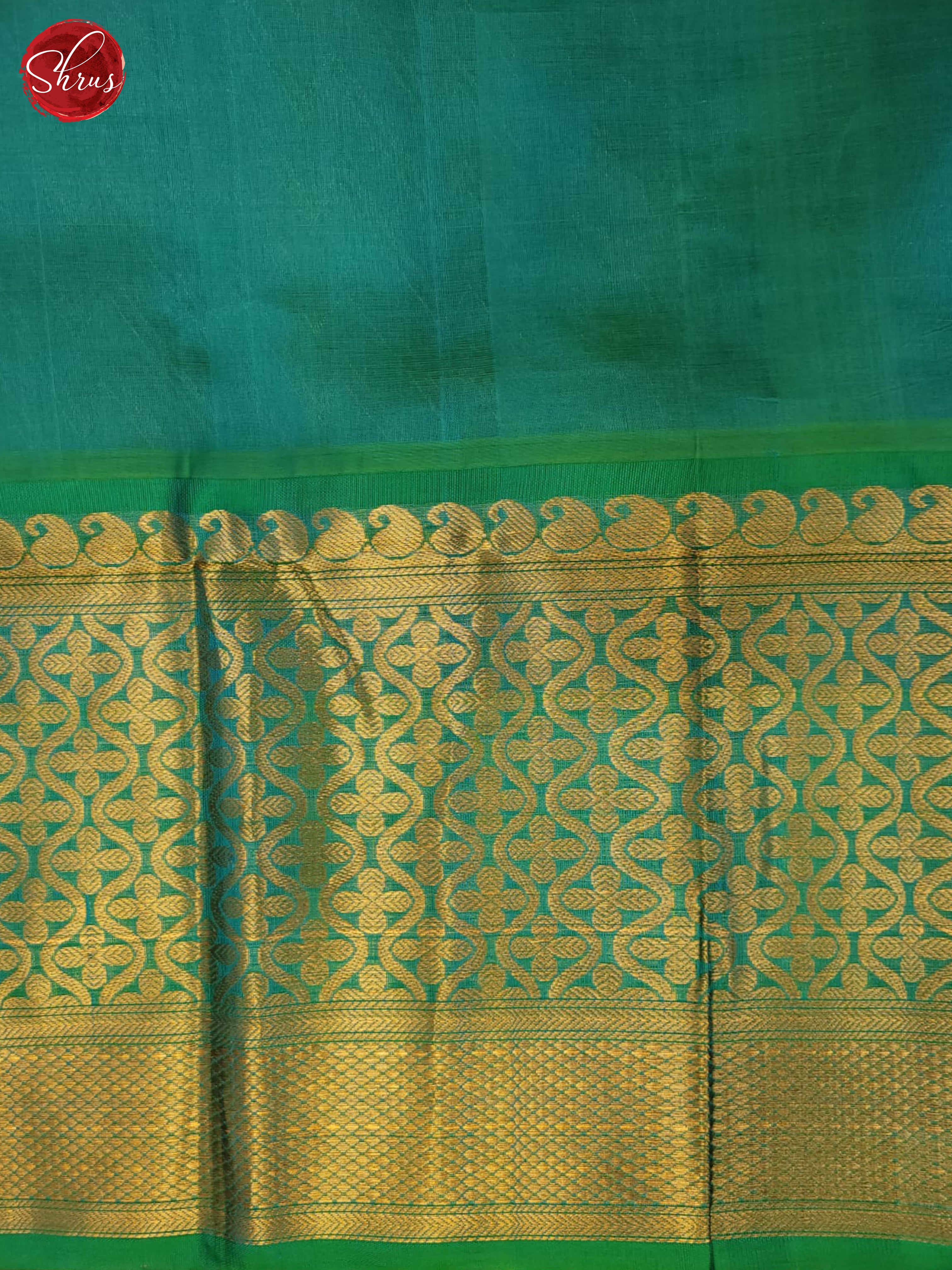 Peachish PInk & Green- Silk Cotton Saree - Shop on ShrusEternity.com