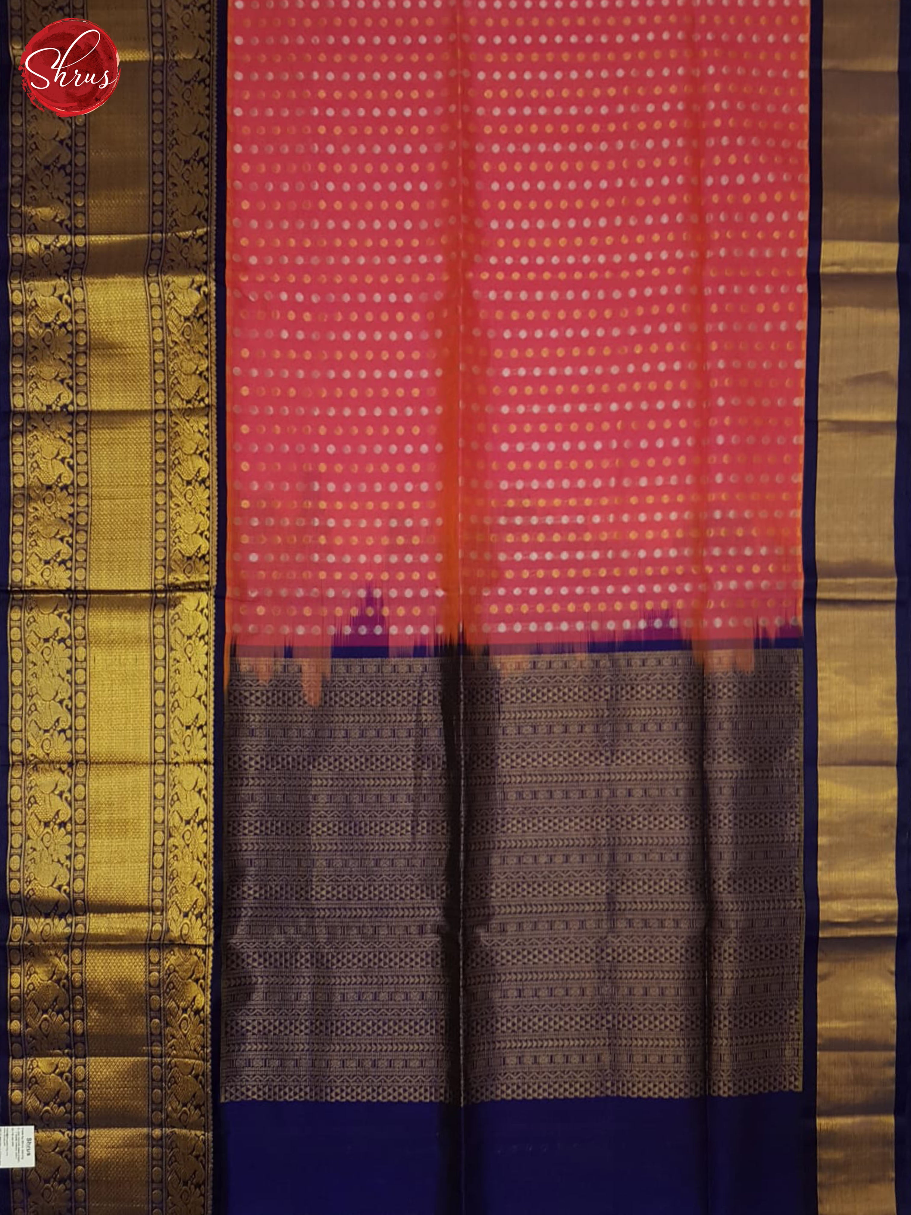 Pink & Blue - Silk Cotton Saree - Shop on ShrusEternity.com