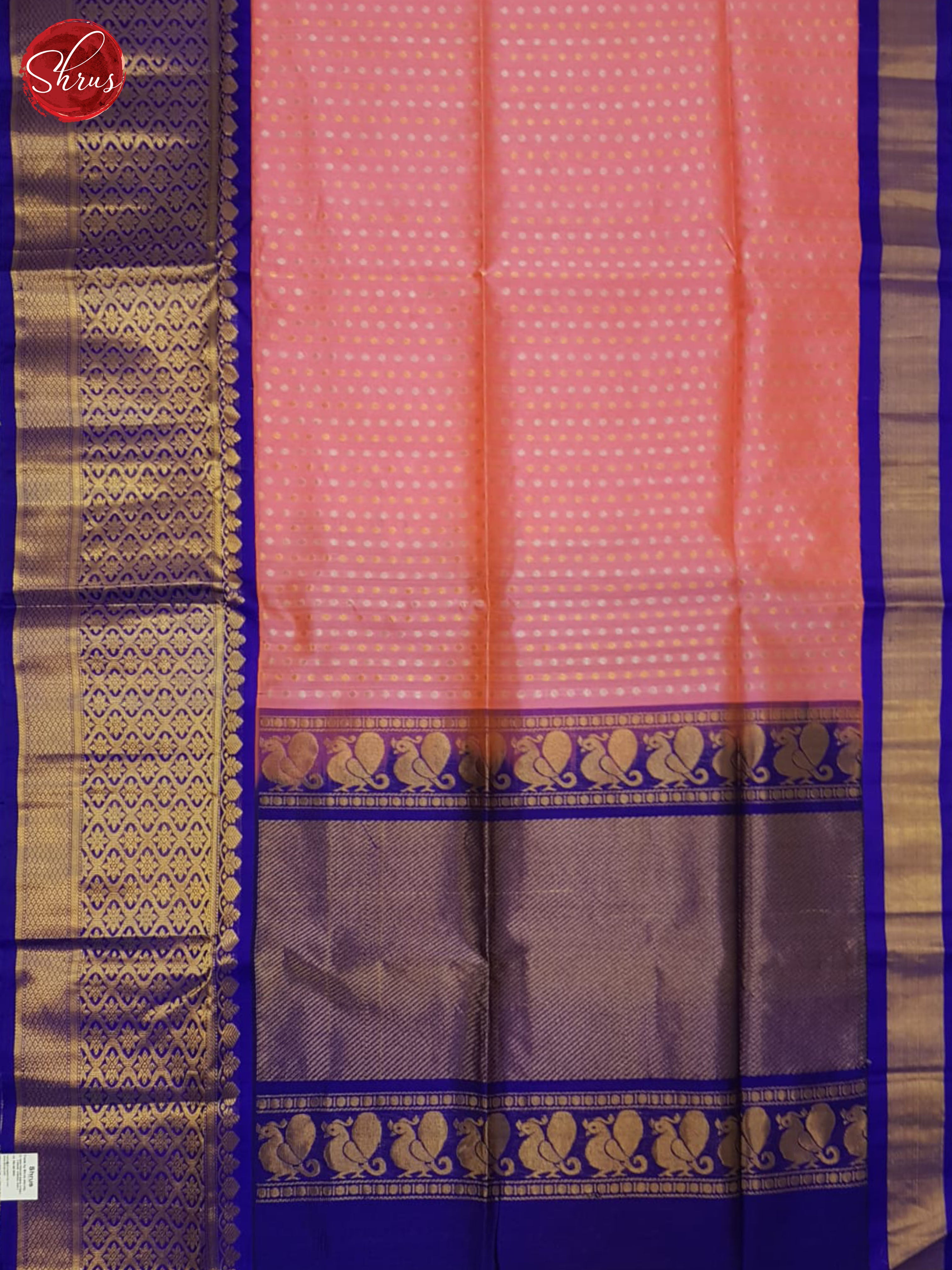 Pink & Blue - Silk Cotton Saree - Shop on ShrusEternity.com
