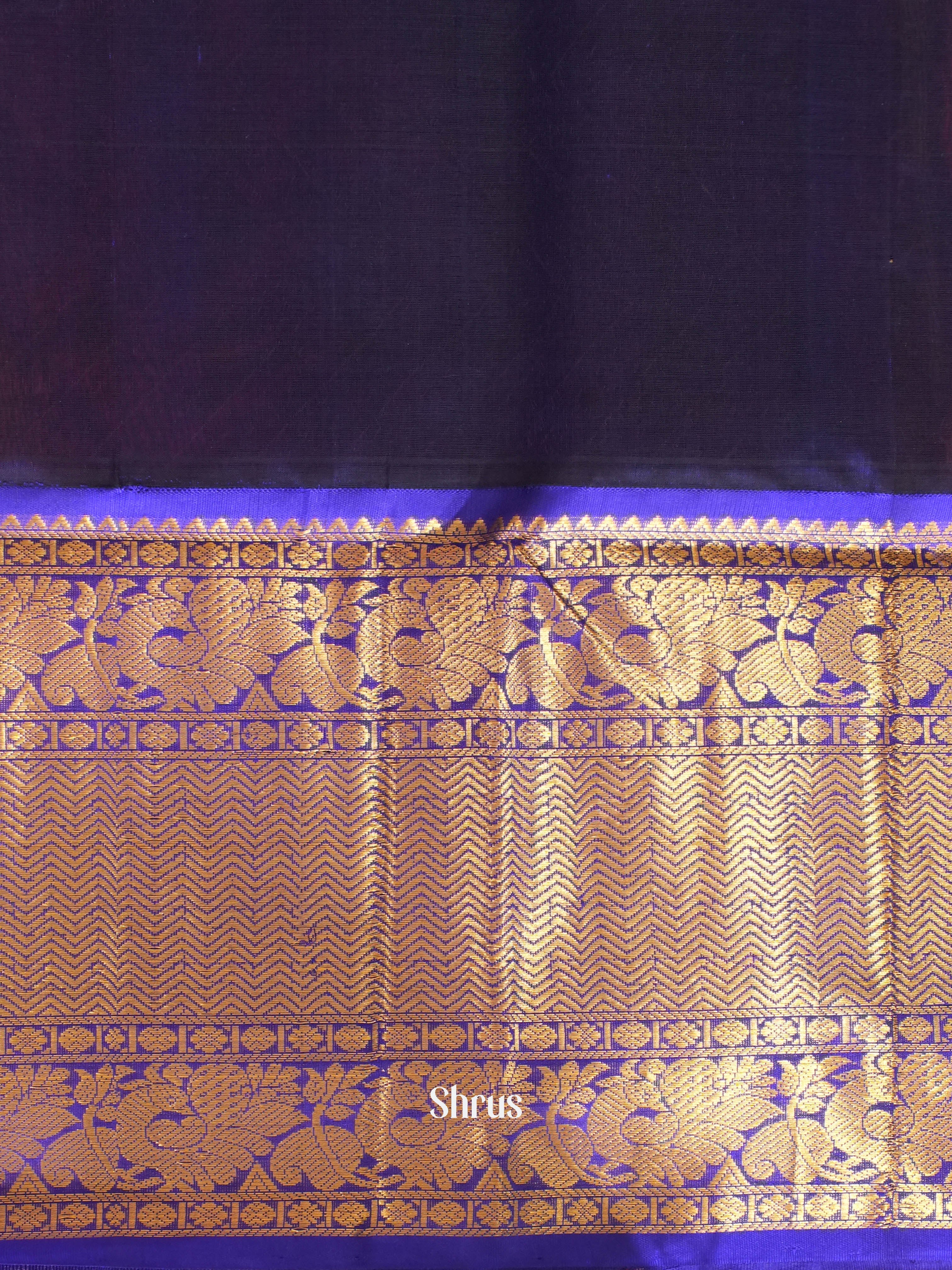 Pink & Blue - Silk Cotton Saree - Shop on ShrusEternity.com