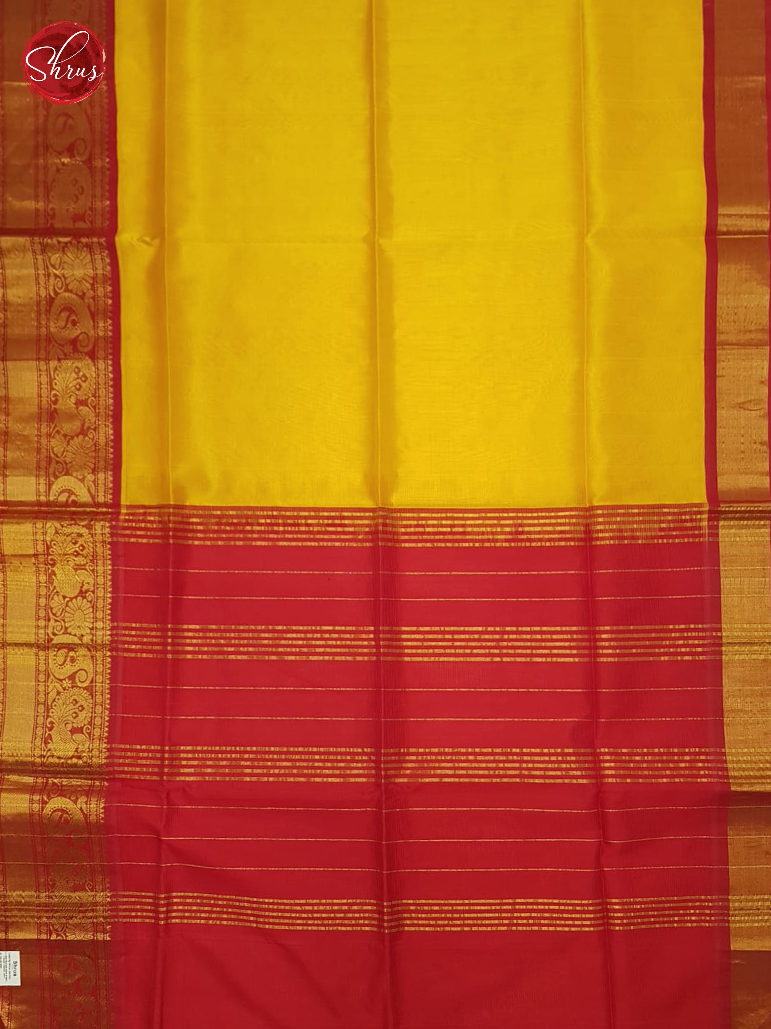 Yellow And Red-Silk Cotton Saree - Shop on ShrusEternity.com