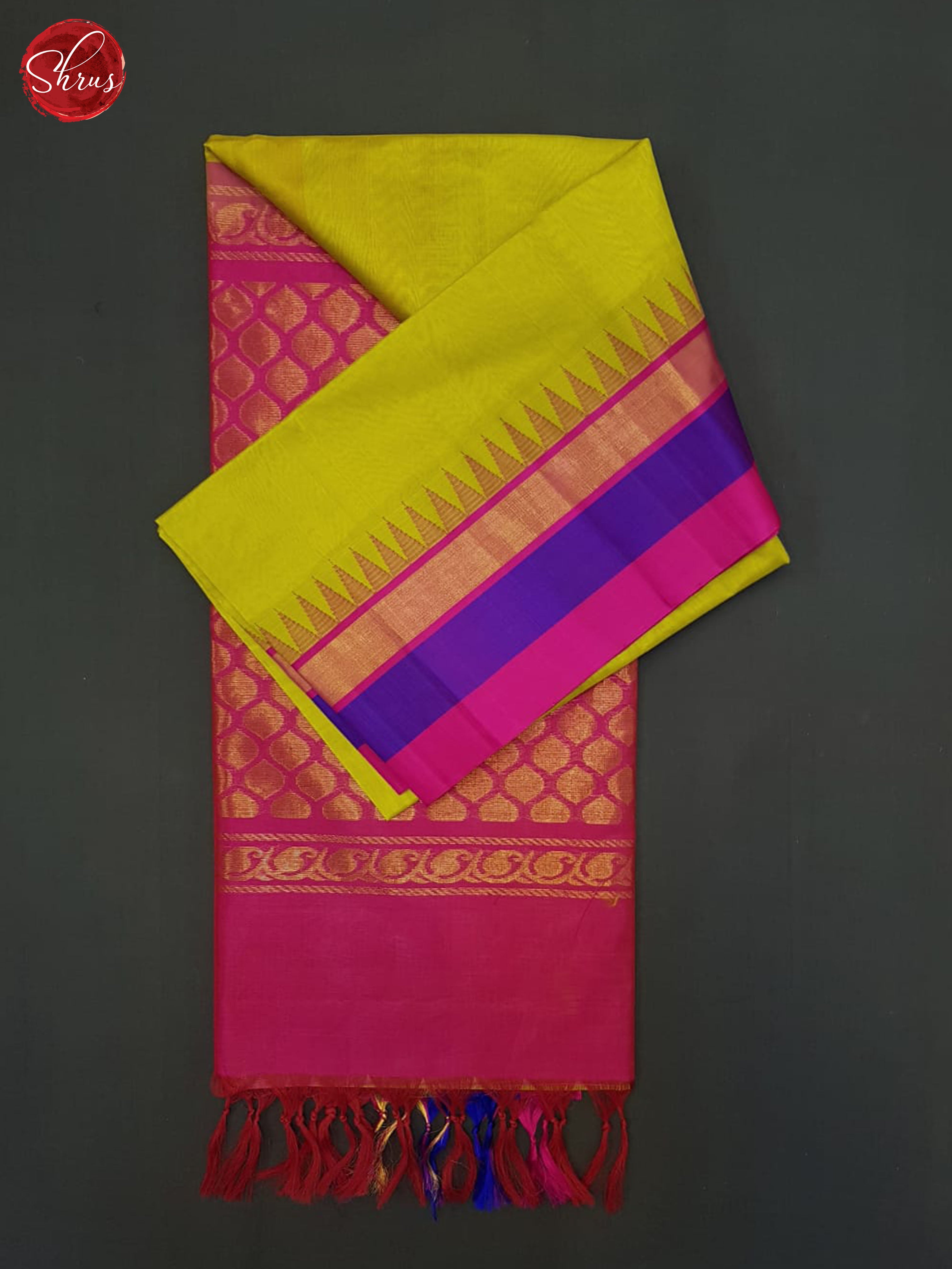 Green & Pink - Silk Cotton Saree - Shop on ShrusEternity.com