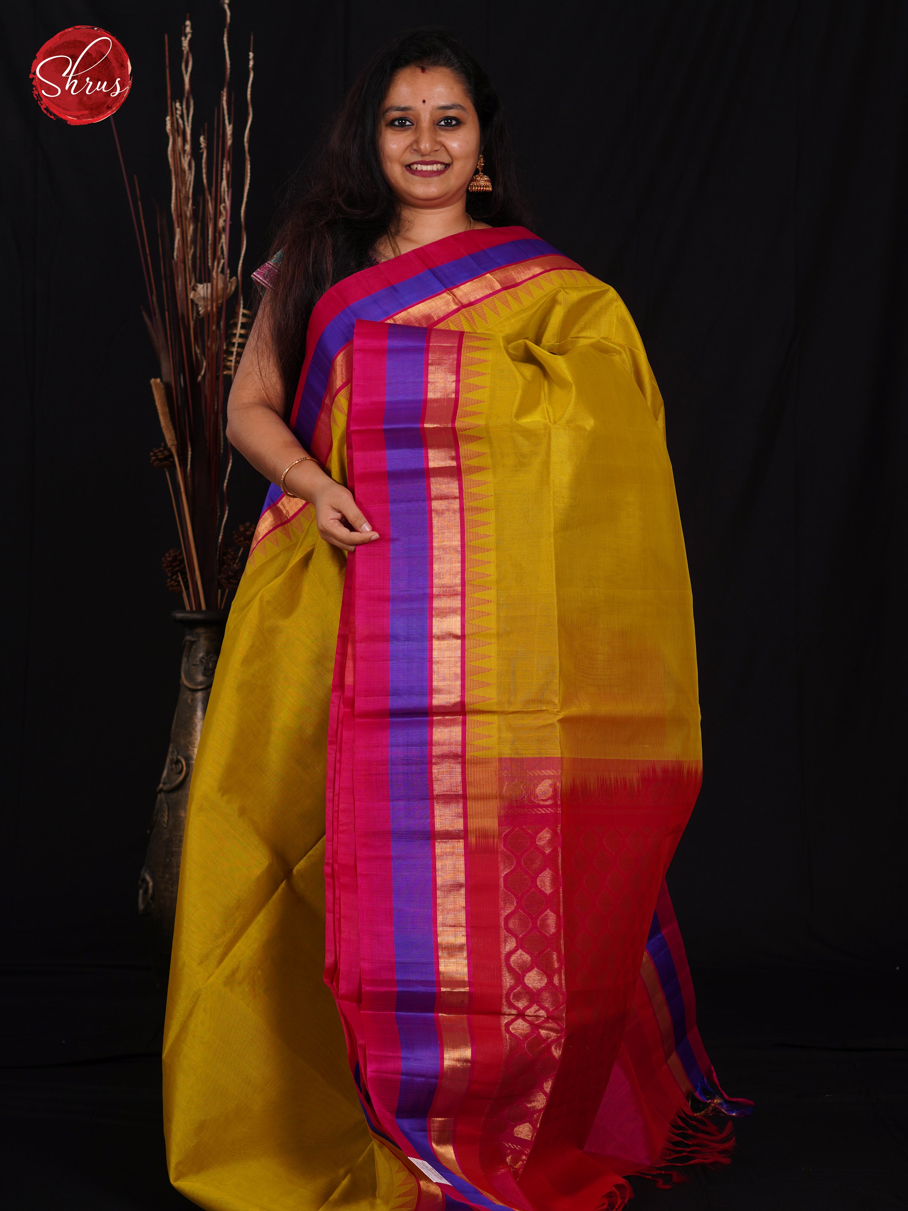 Green & Pink - Silk Cotton Saree - Shop on ShrusEternity.com