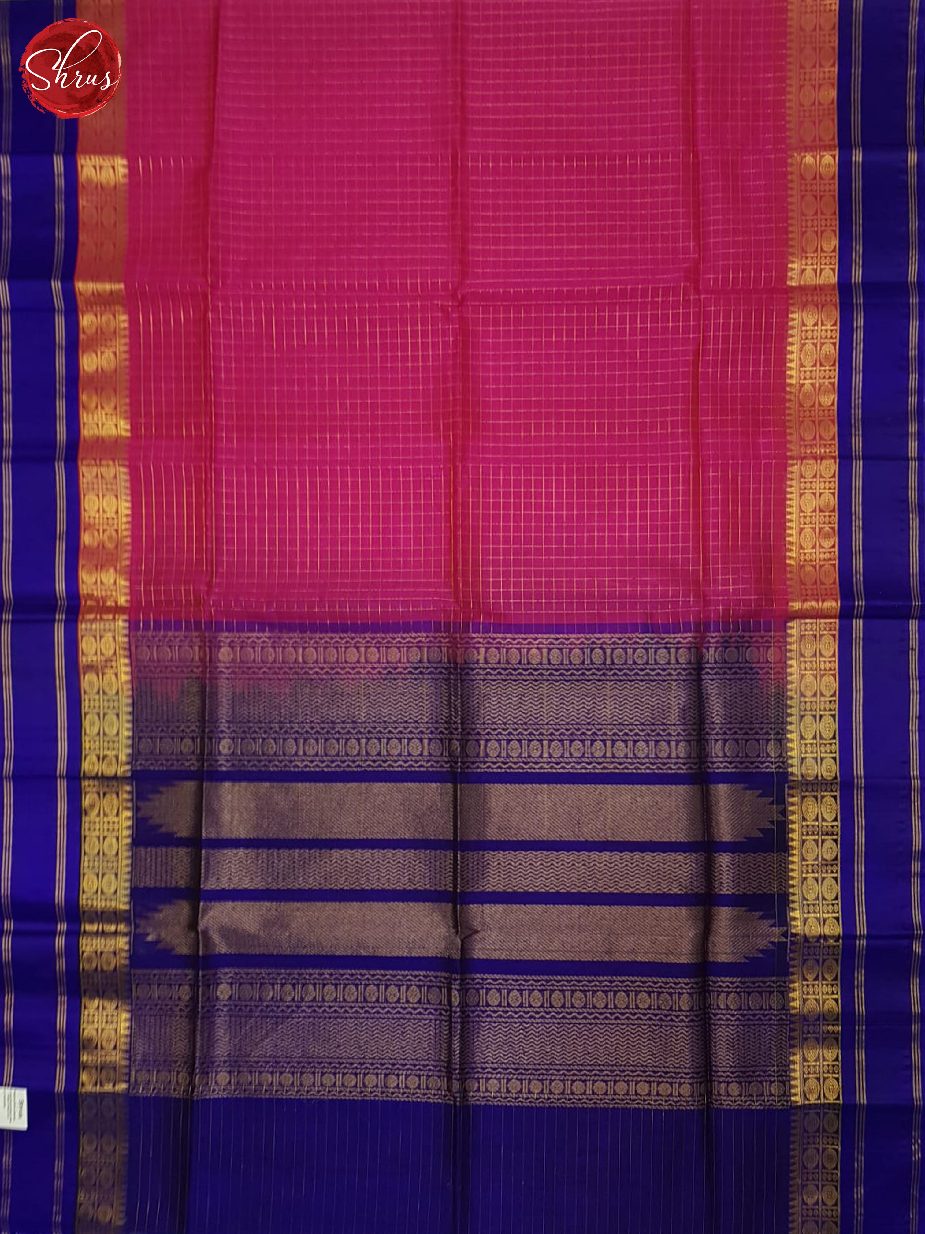 Pink & Blue - Silk Cotton Saree - Shop on ShrusEternity.com