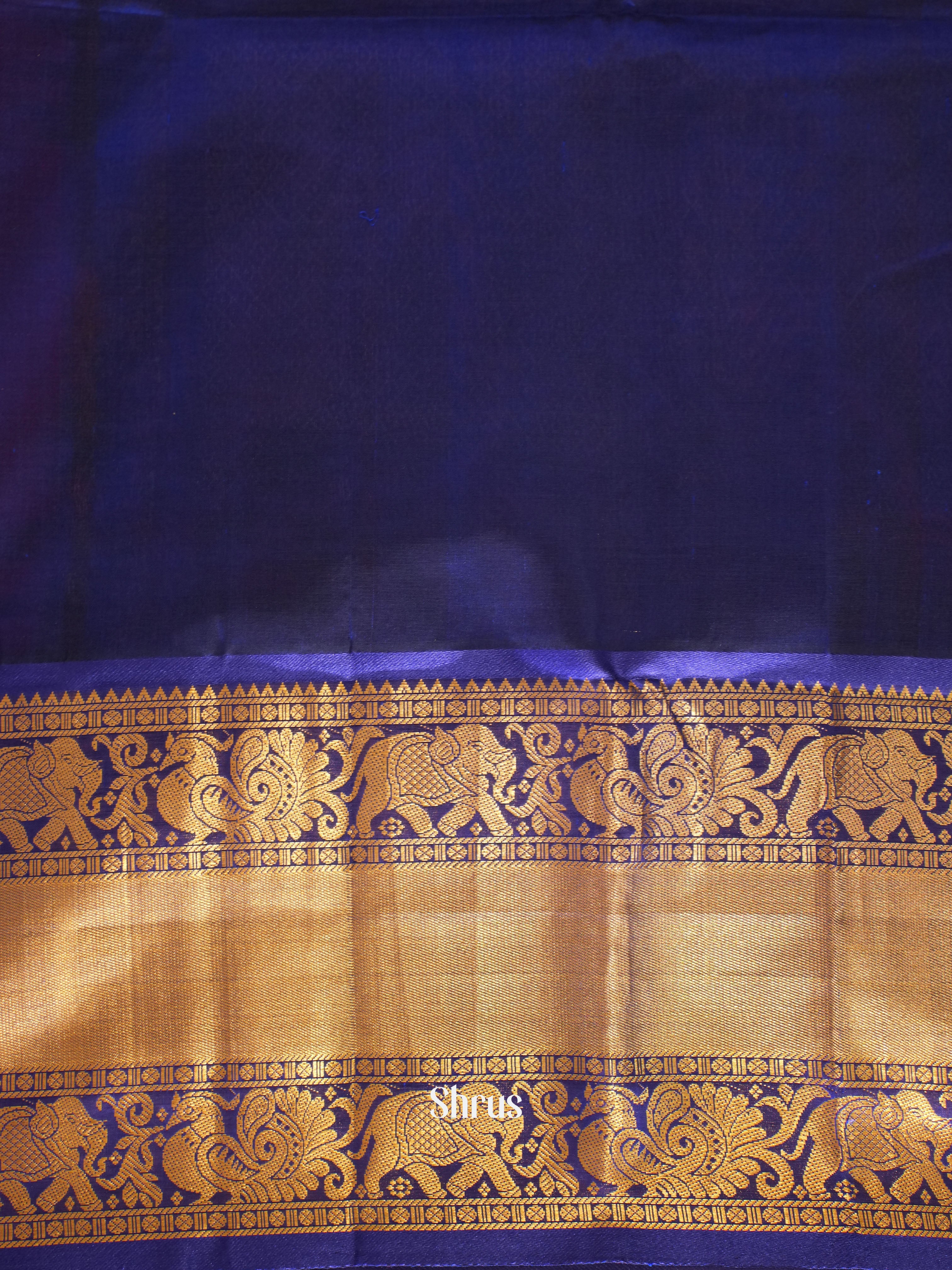 Pink & Blue - Silk Cotton Saree - Shop on ShrusEternity.com