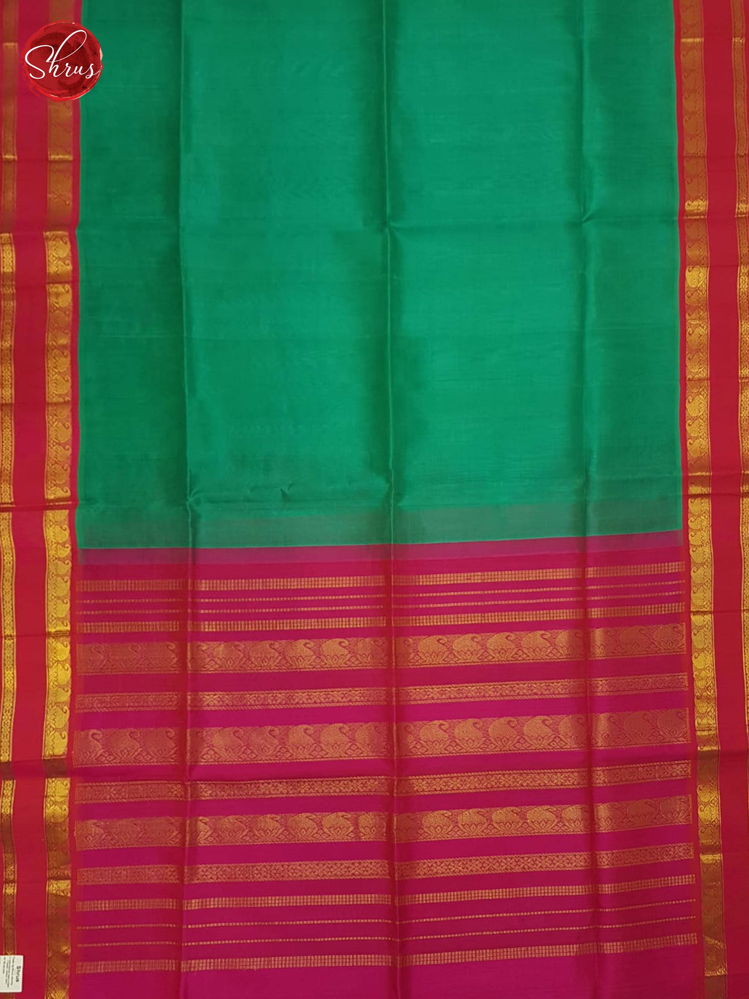 Green And Pink- Silk Cotton Saree - Shop on ShrusEternity.com
