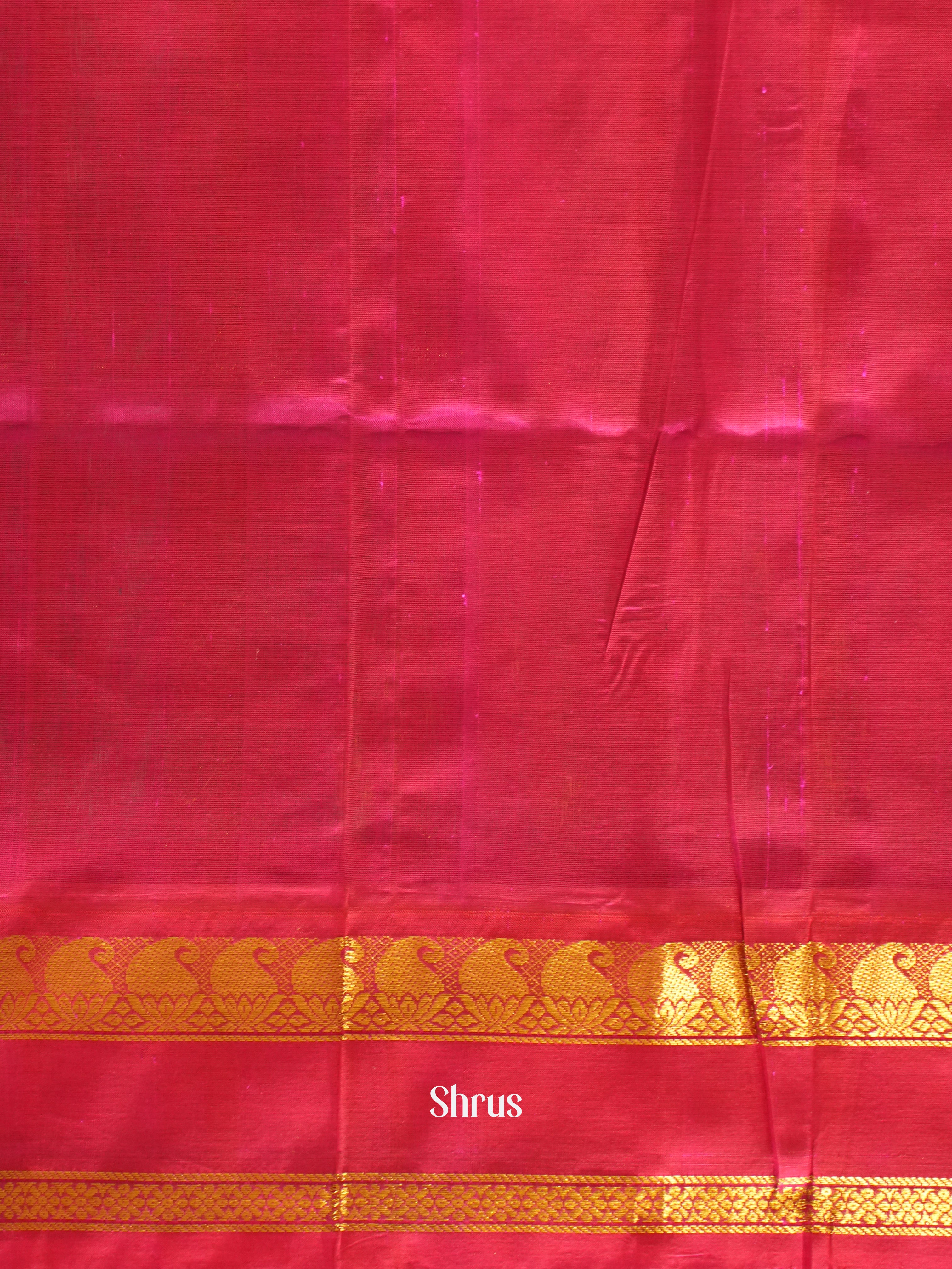 Green And Pink- Silk Cotton Saree - Shop on ShrusEternity.com