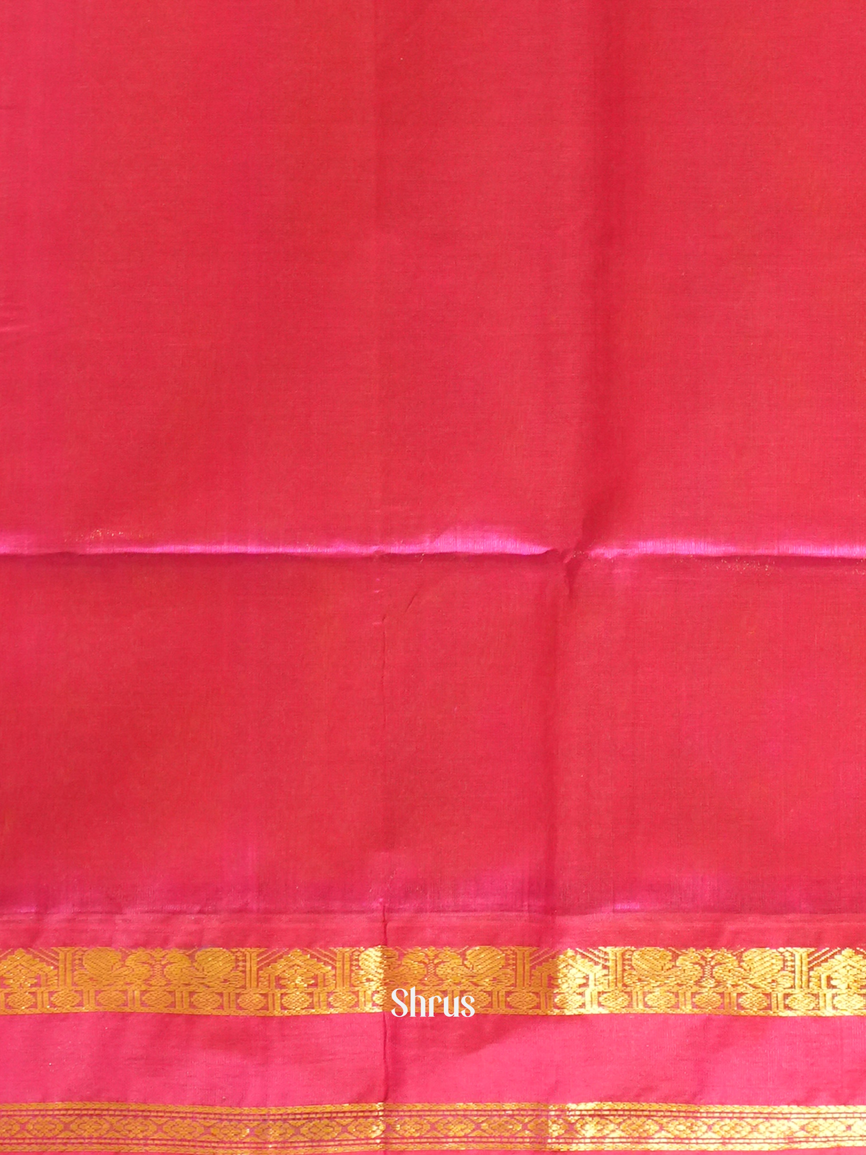 Lime Yellow & Pink - Silk Cotton Saree - Shop on ShrusEternity.com