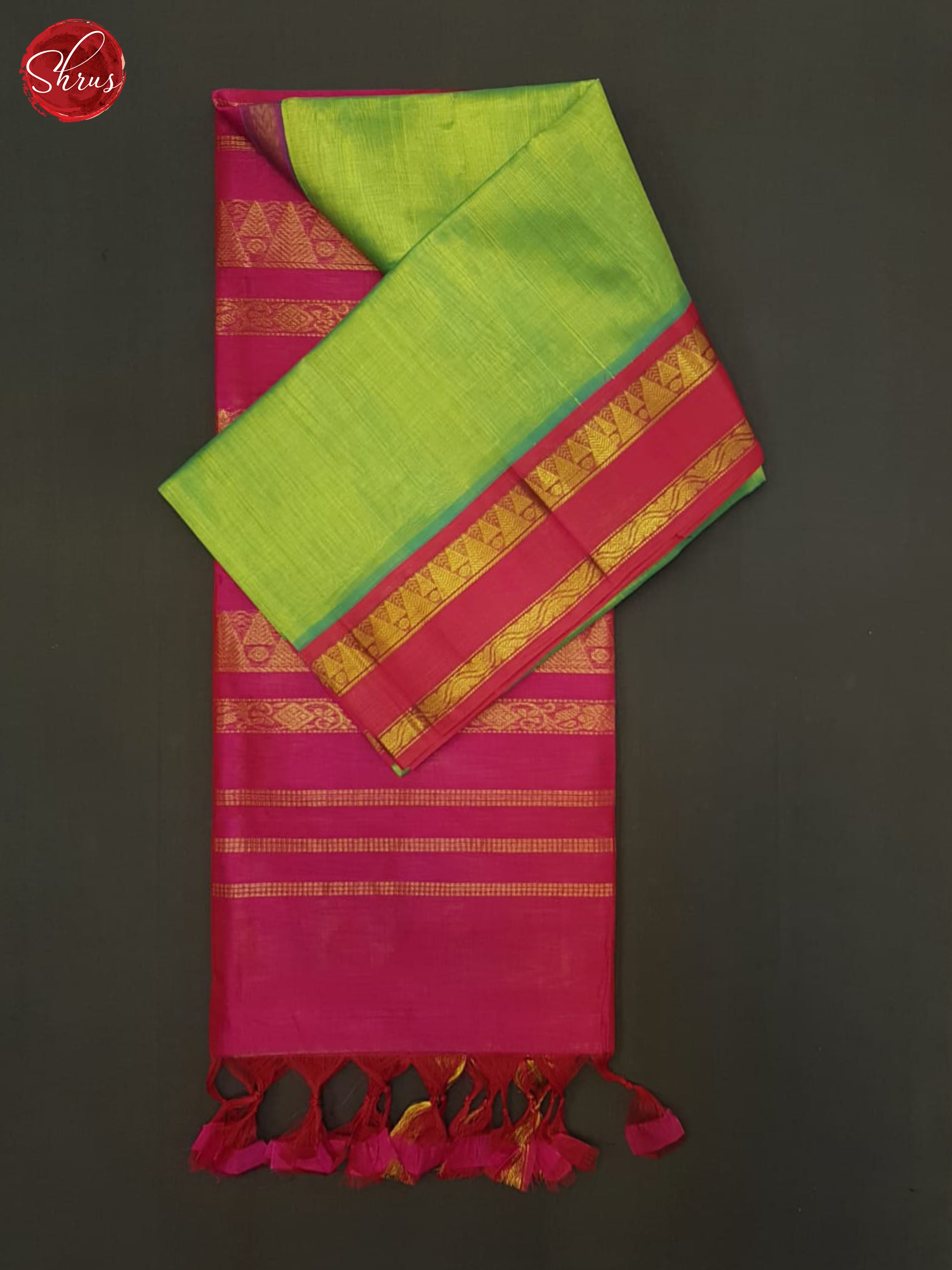 Green & Pink - Silk Cotton Saree - Shop on ShrusEternity.com