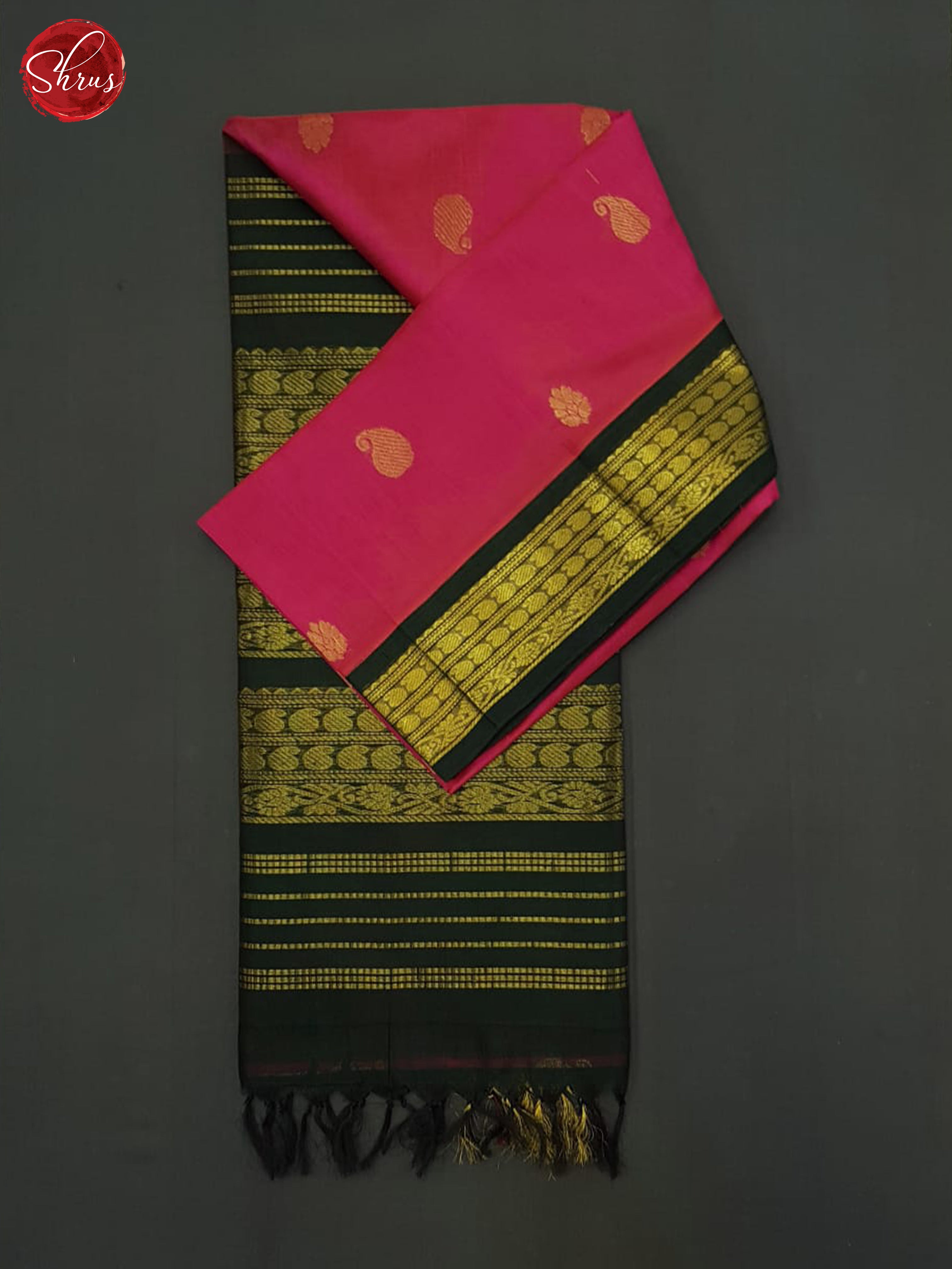 Pink & Green- Silk Cotton Saree - Shop on ShrusEternity.com