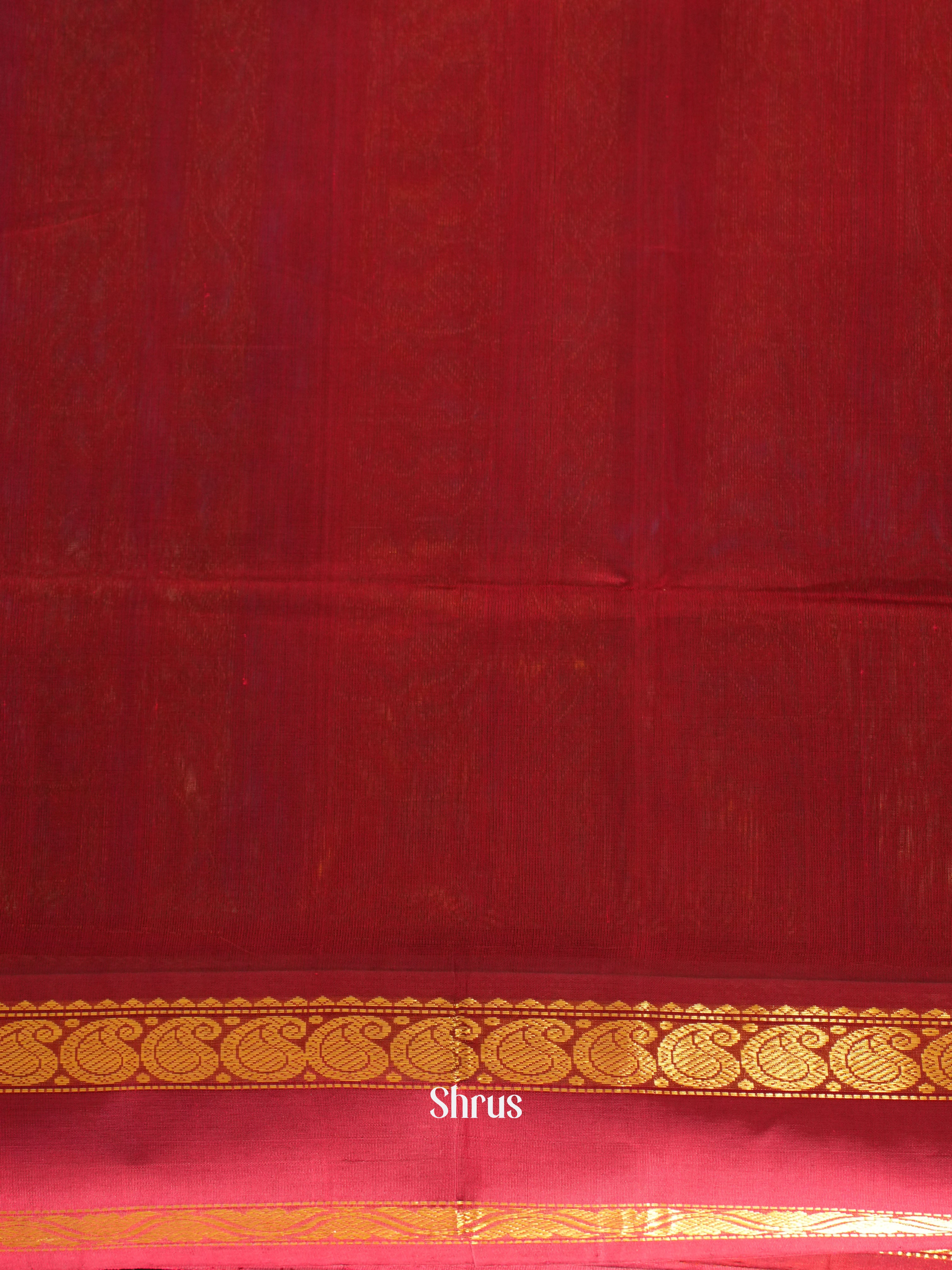 Blue & Maroon - Silk Cotton Saree - Shop on ShrusEternity.com