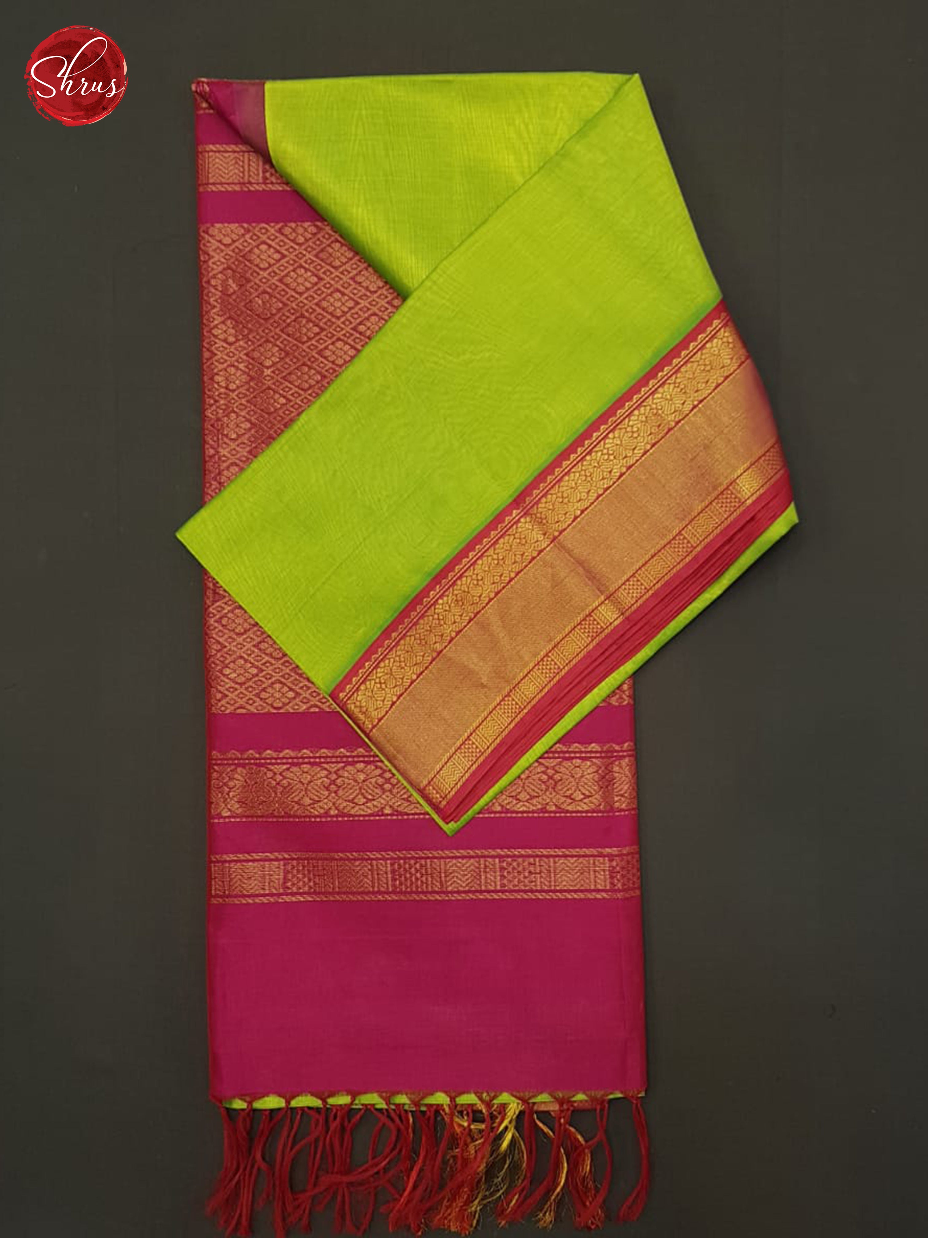 Green And Pink-Silk Cotton Saree - Shop on ShrusEternity.com