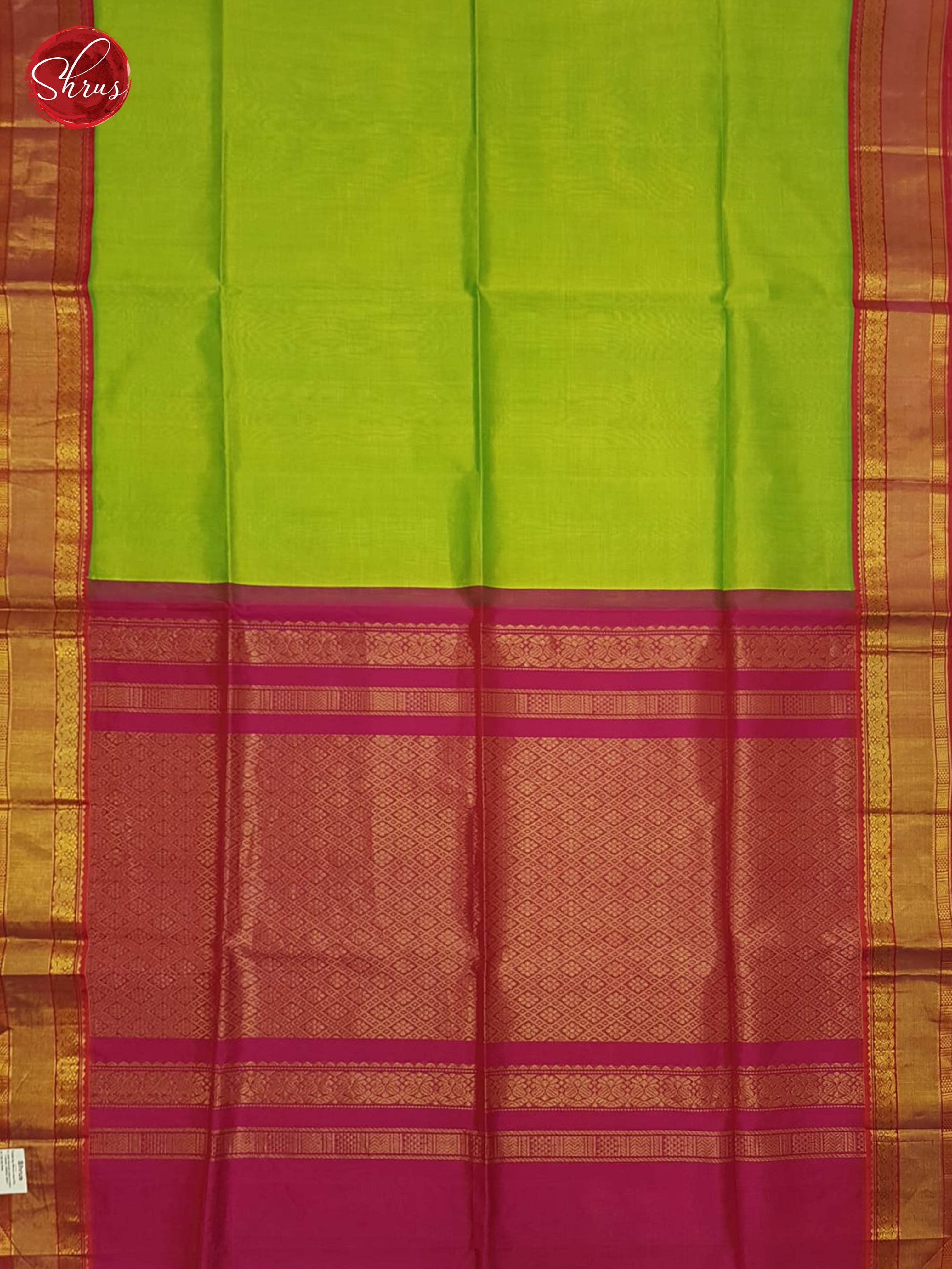 Green And Pink-Silk Cotton Saree - Shop on ShrusEternity.com