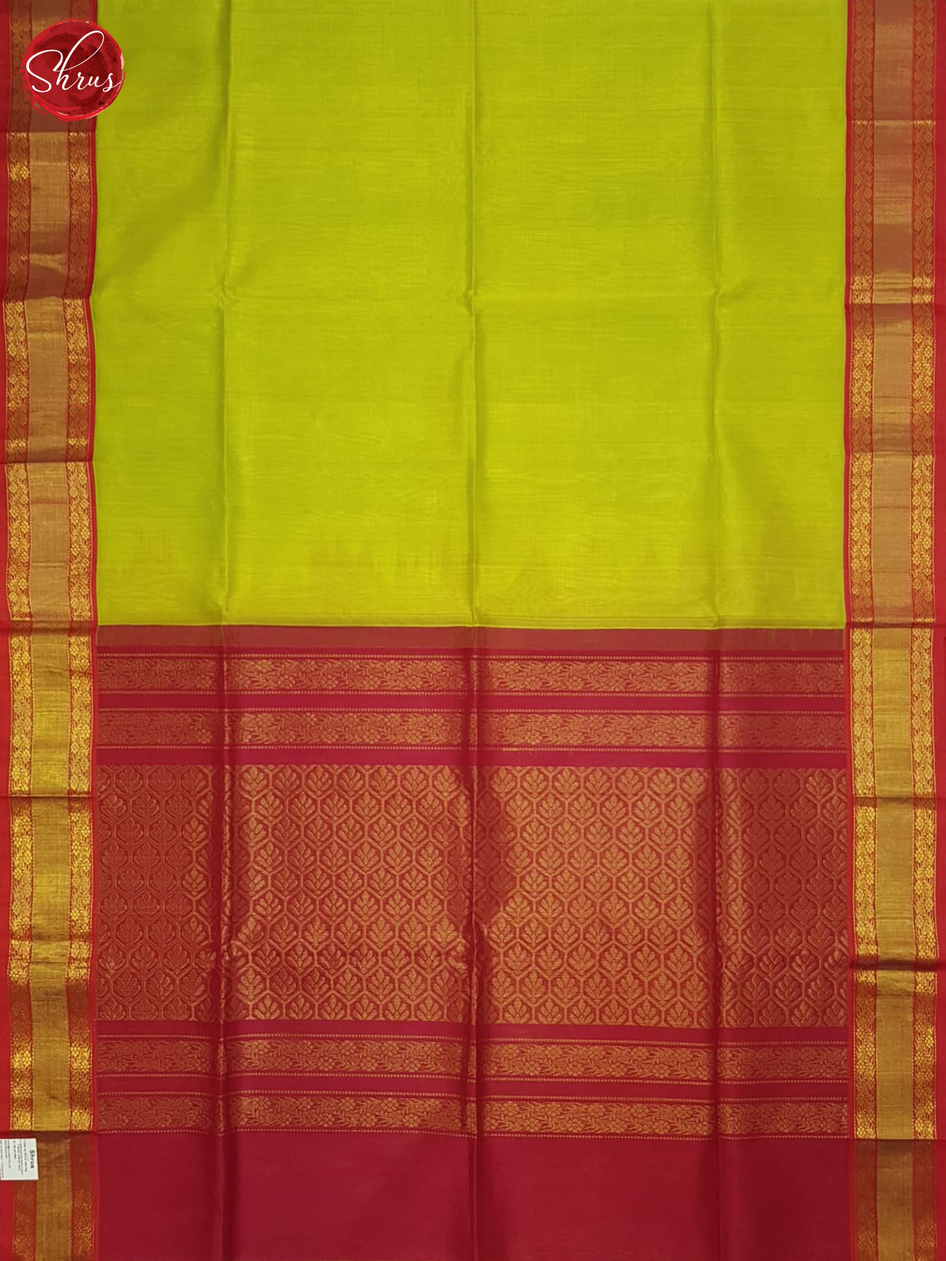 Green & Red - Silk Cotton Saree - Shop on ShrusEternity.com