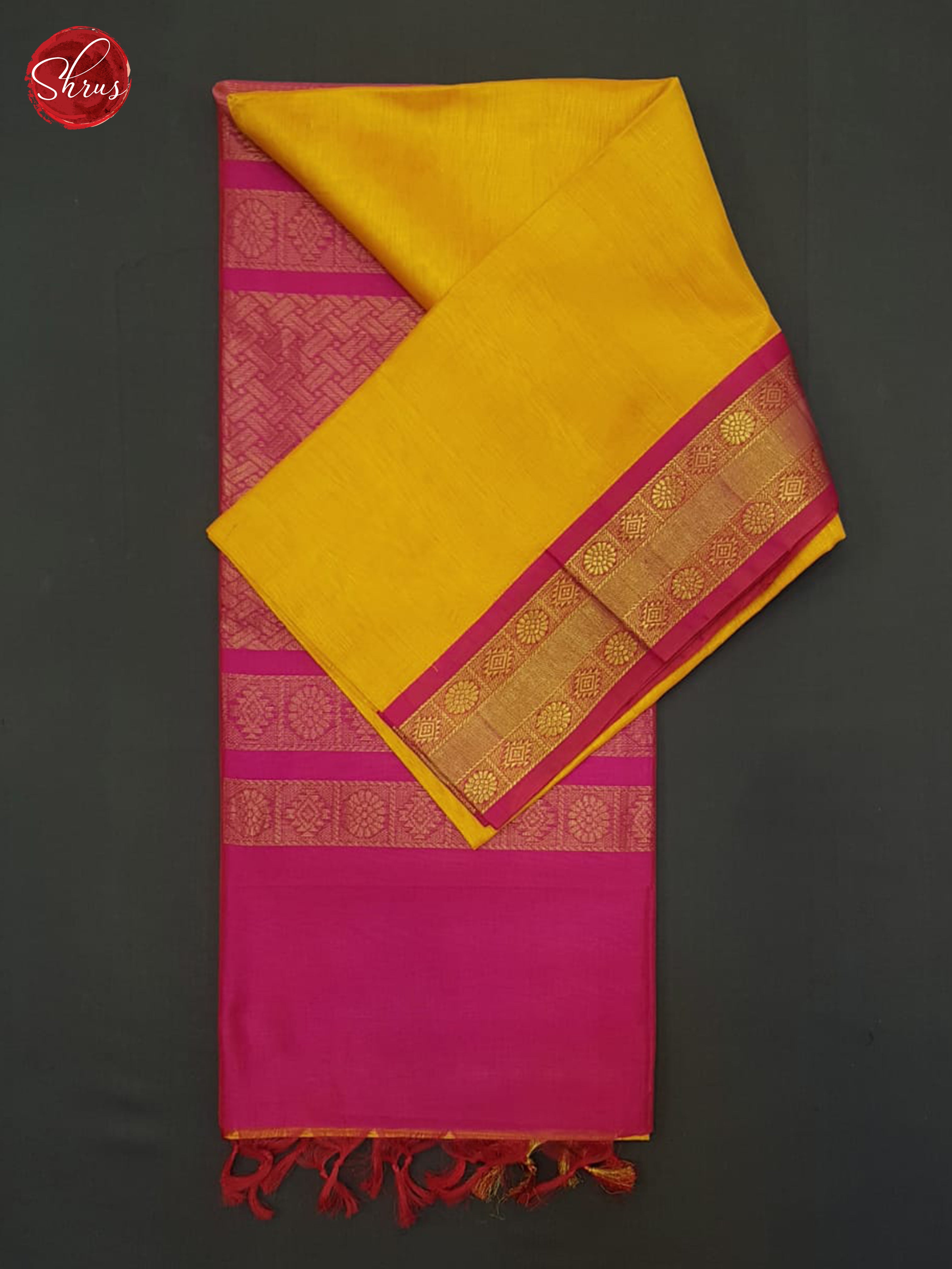 Yellow And Pink-Silk Cotton Saree - Shop on ShrusEternity.com