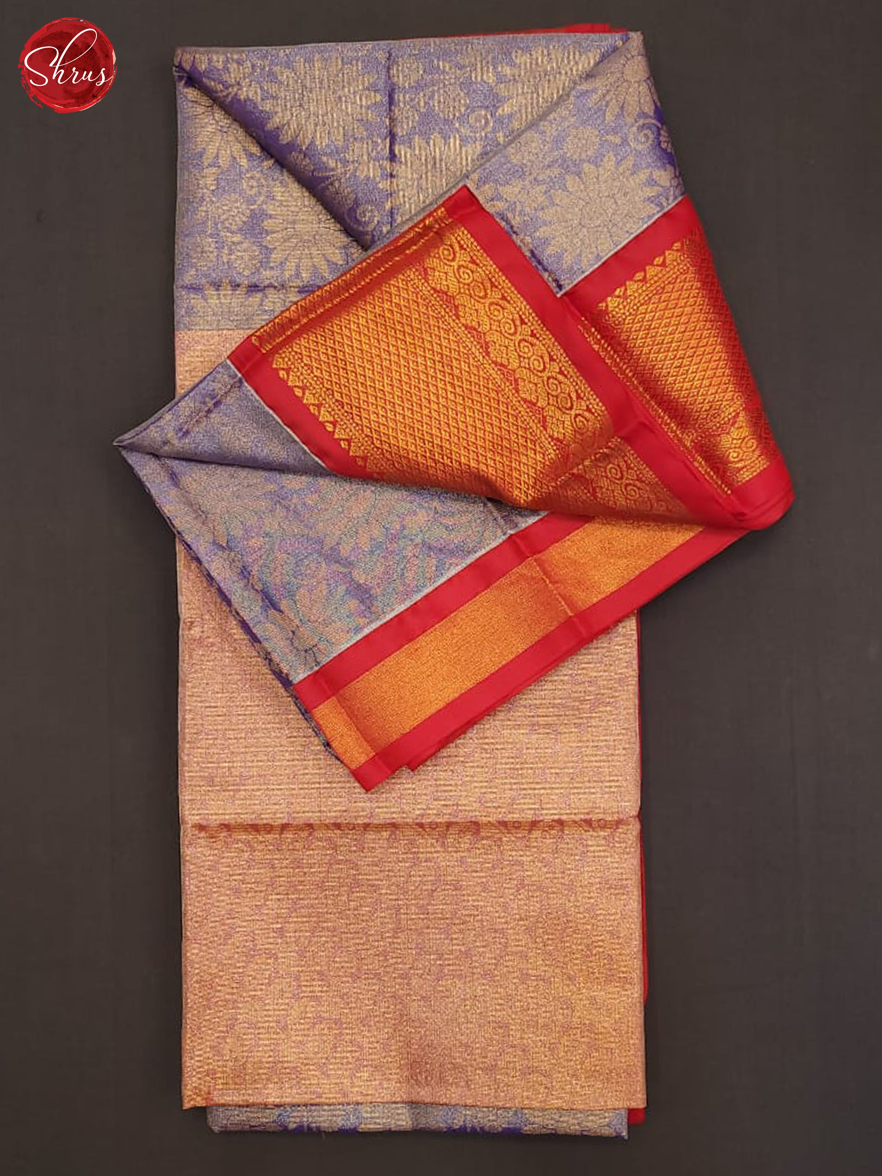 Lavender & Red - Semi Tissue Saree - Shop on ShrusEternity.com