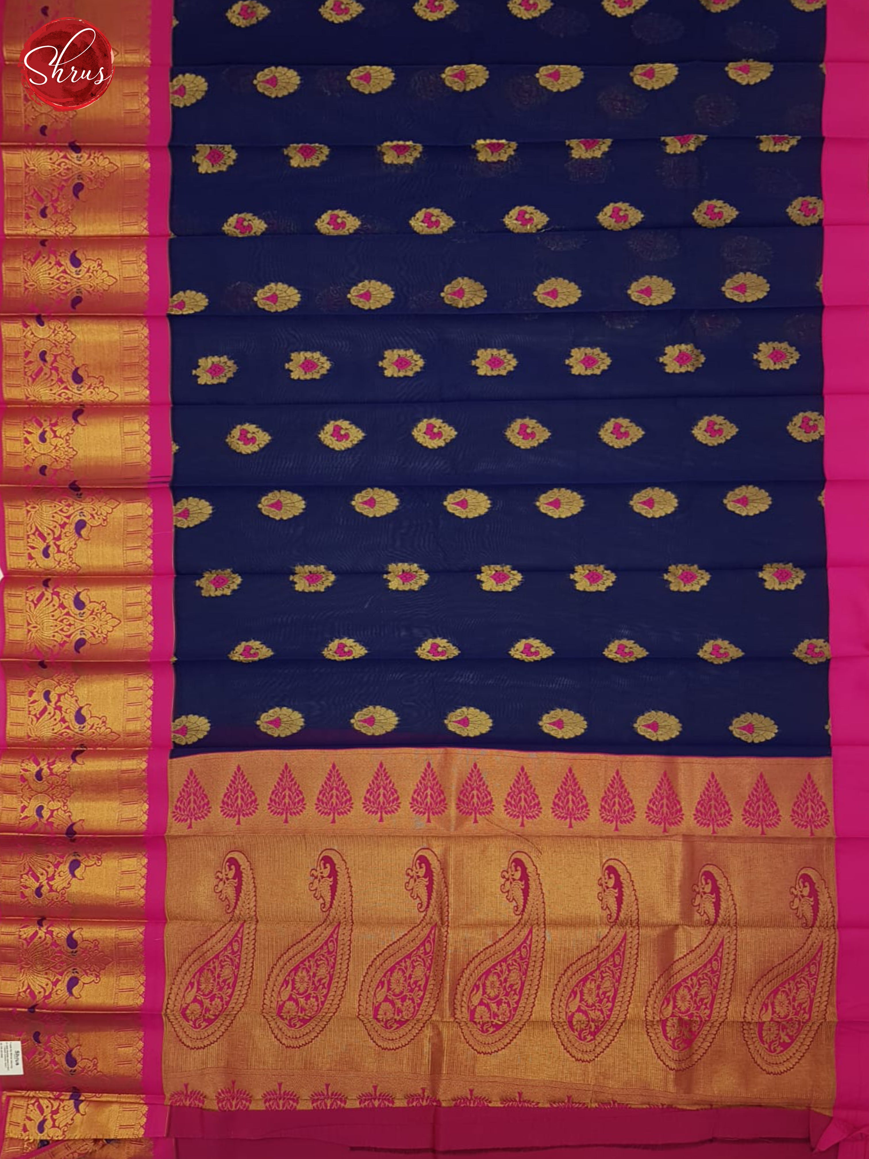 Blue & Pink - Semi Kuppadam Saree - Shop on ShrusEternity.com