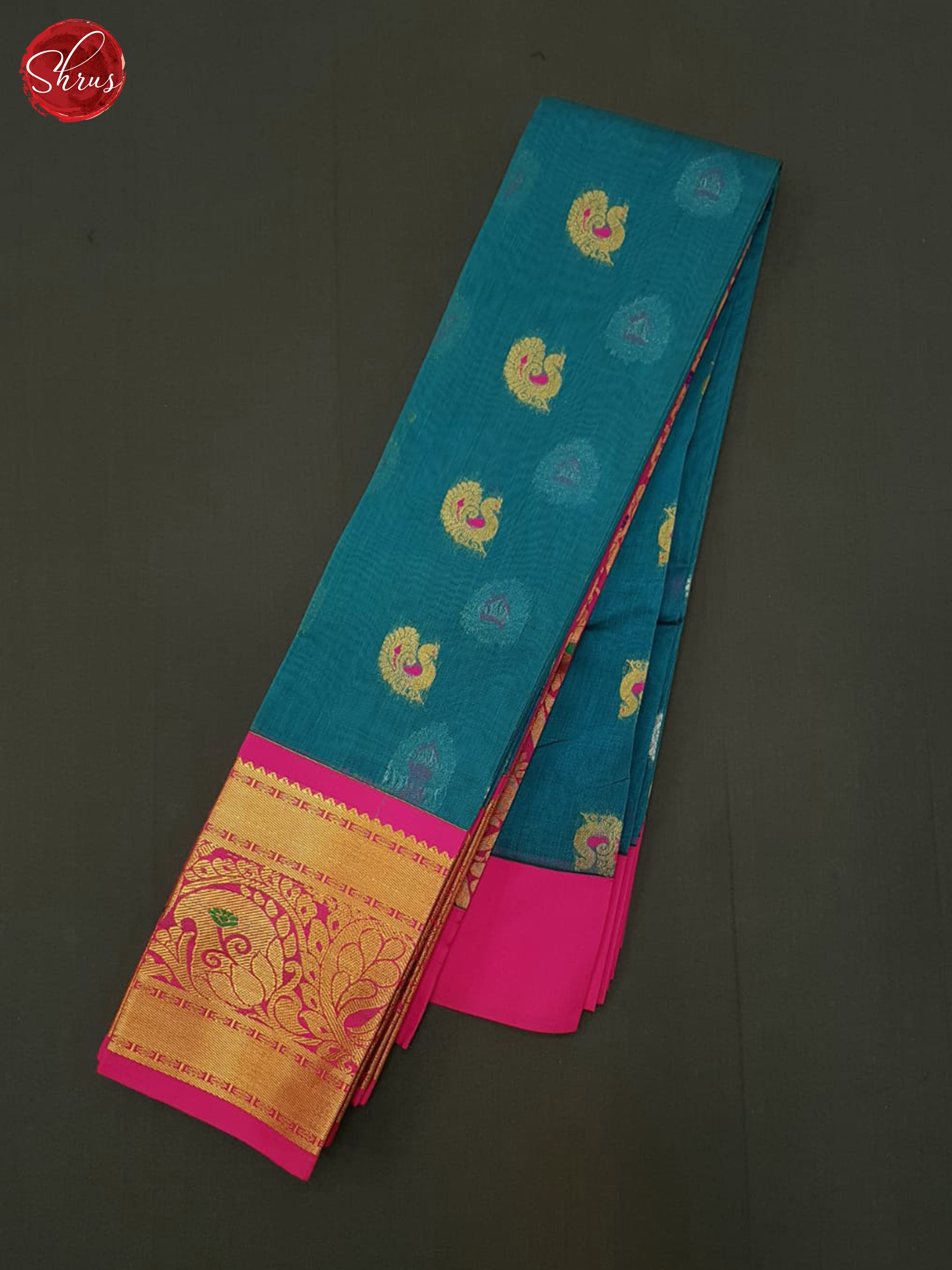 Blue & Pink - Semi Kuppadam Saree - Shop on ShrusEternity.com