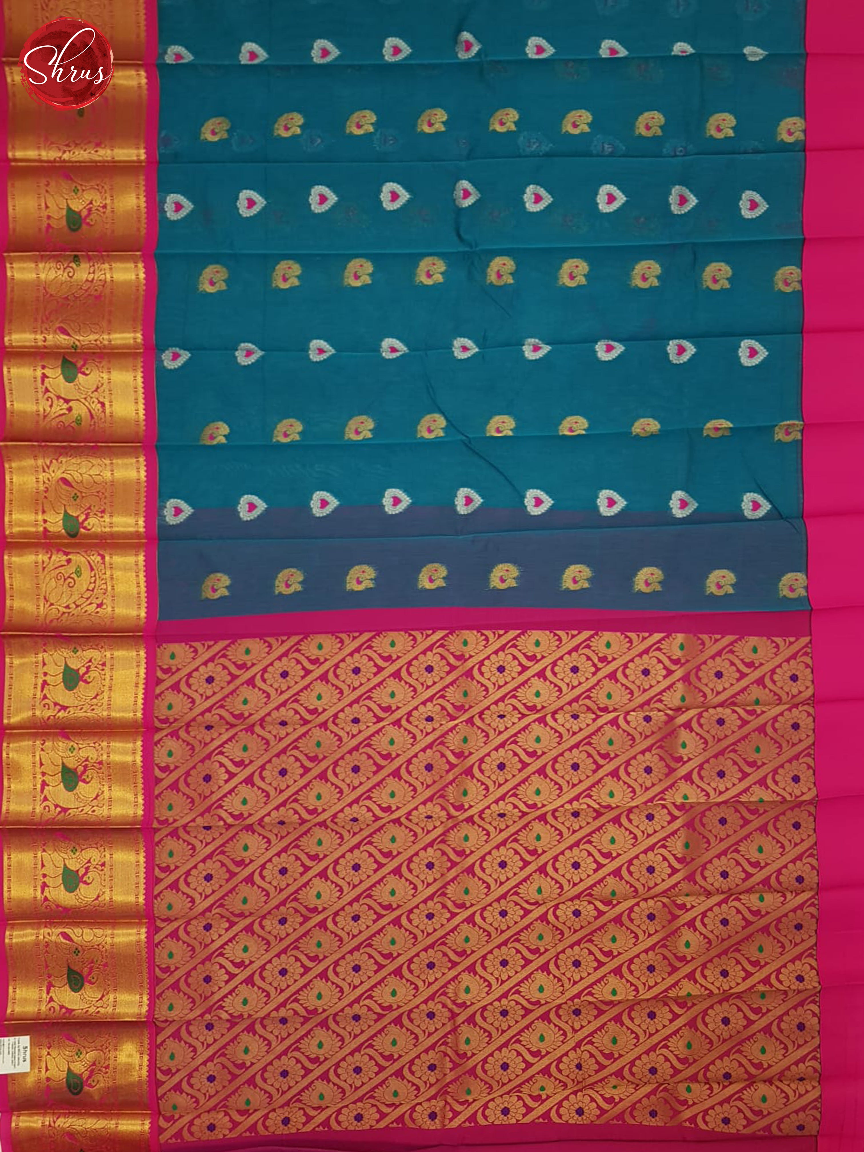 Blue & Pink - Semi Kuppadam Saree - Shop on ShrusEternity.com