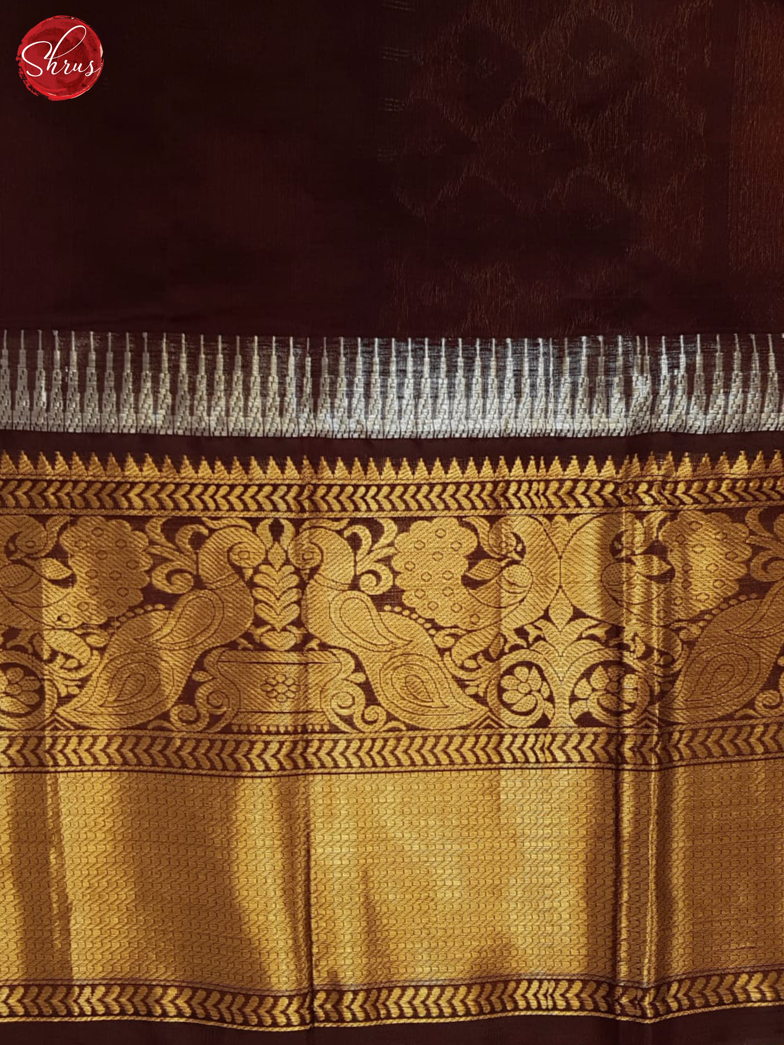 Orangish PInk & Brown- Silk Cotton Saree - Shop on ShrusEternity.com