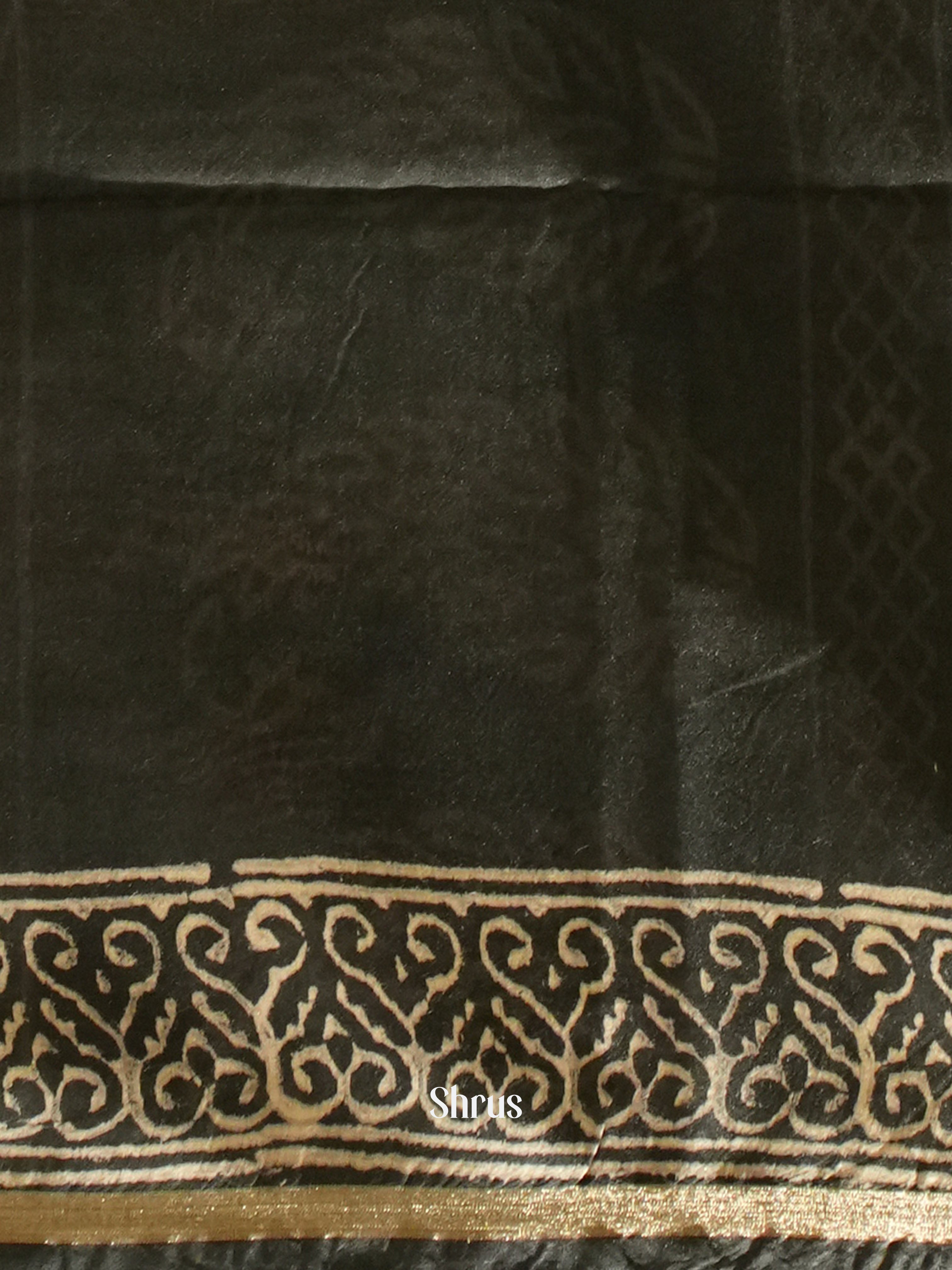 Blue & Black - Semi Chanderi Saree - Shop on ShrusEternity.com