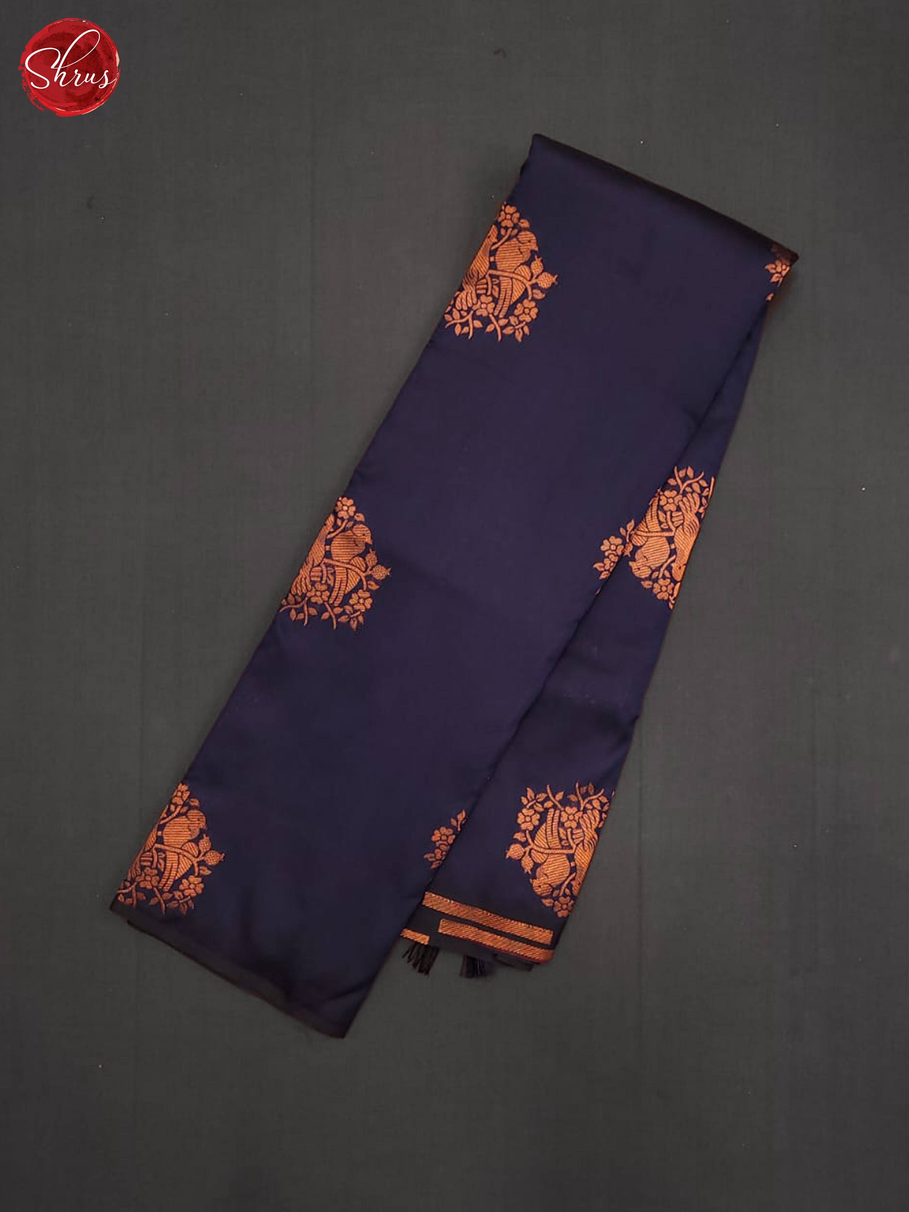 Navy Blue & Maroon - Semi Softsilk Saree - Shop on ShrusEternity.com