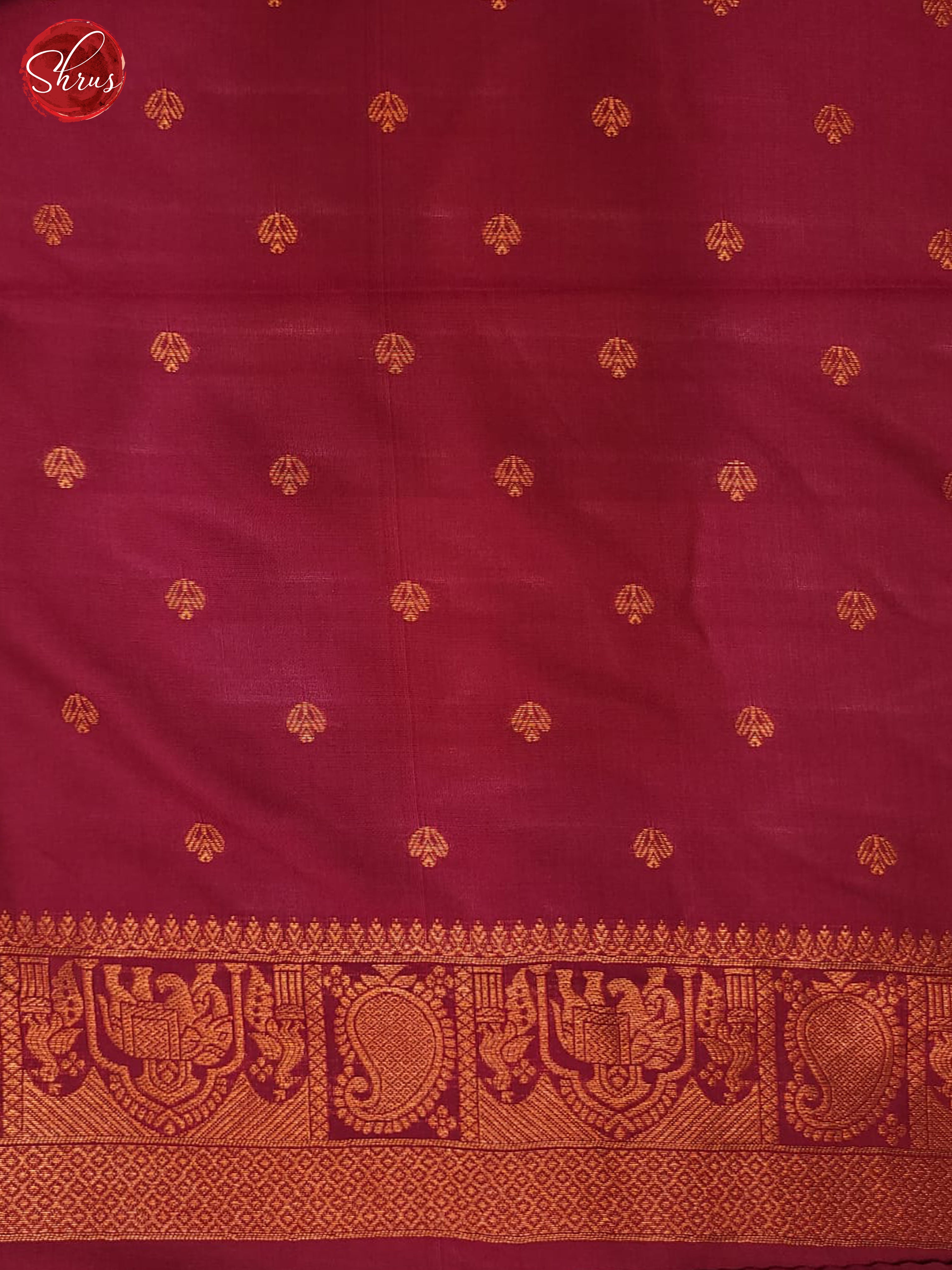 Navy Blue & Maroon - Semi Softsilk Saree - Shop on ShrusEternity.com