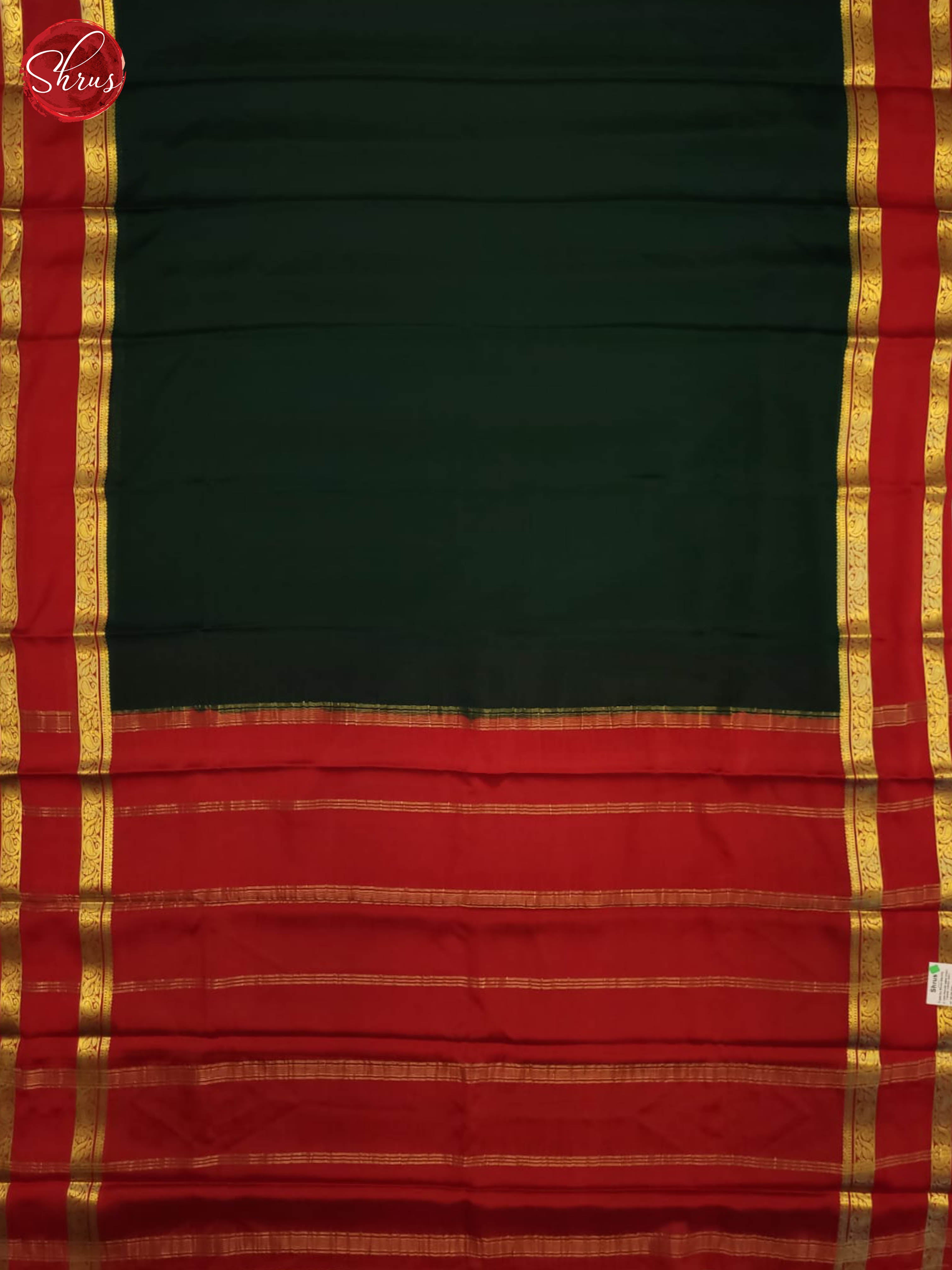 bottle green and Red- Mysore Silk Saree - Shop on ShrusEternity.com