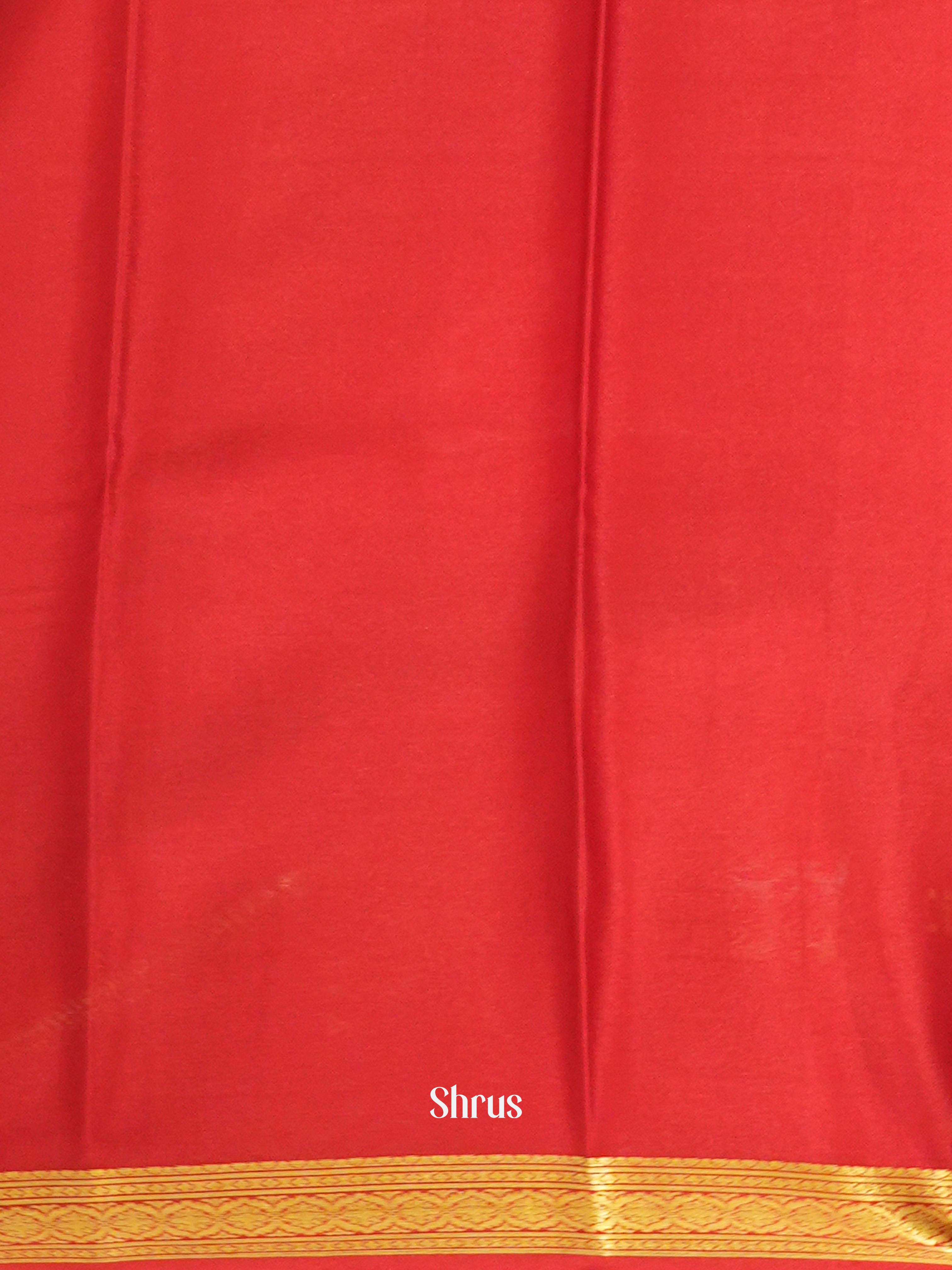 Peachish pink and Red - Mysore Silk Saree - Shop on ShrusEternity.com