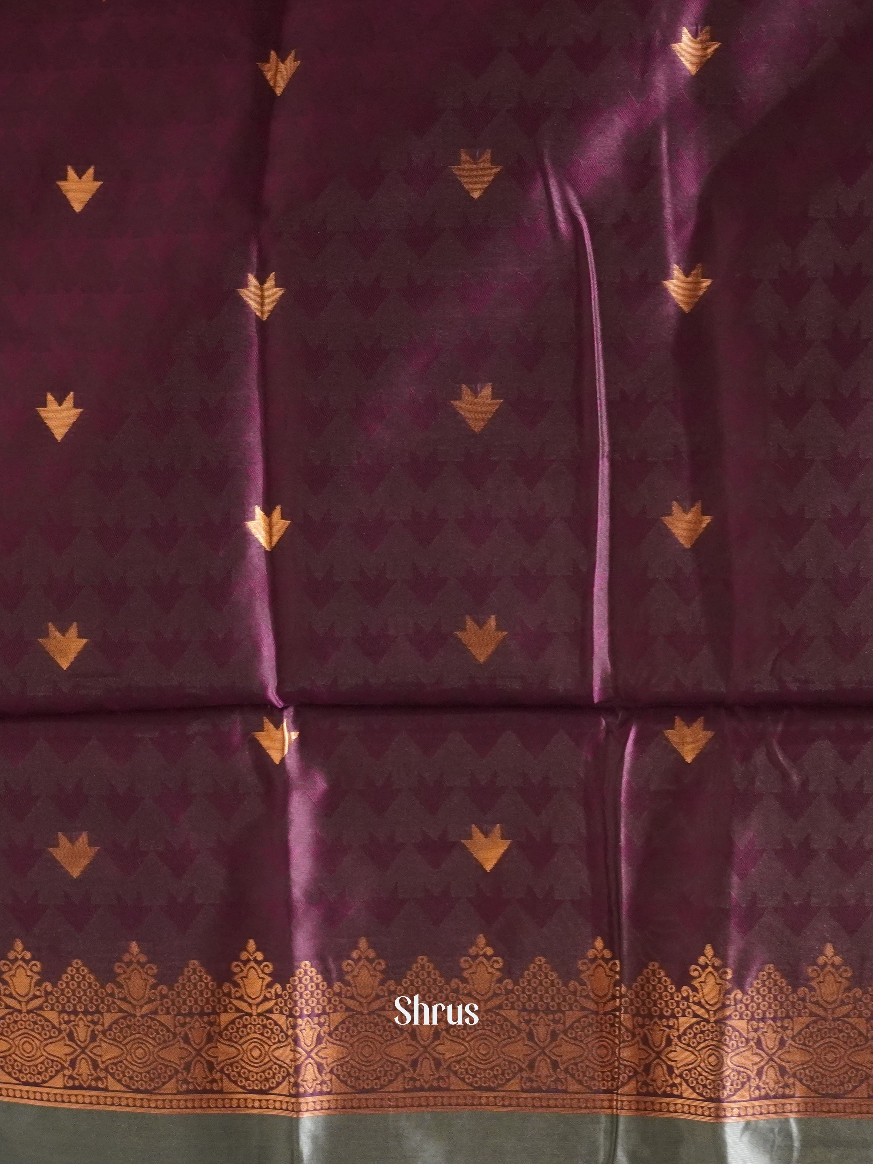 Grey & Wine - Semi Softsilk Saree - Shop on ShrusEternity.com