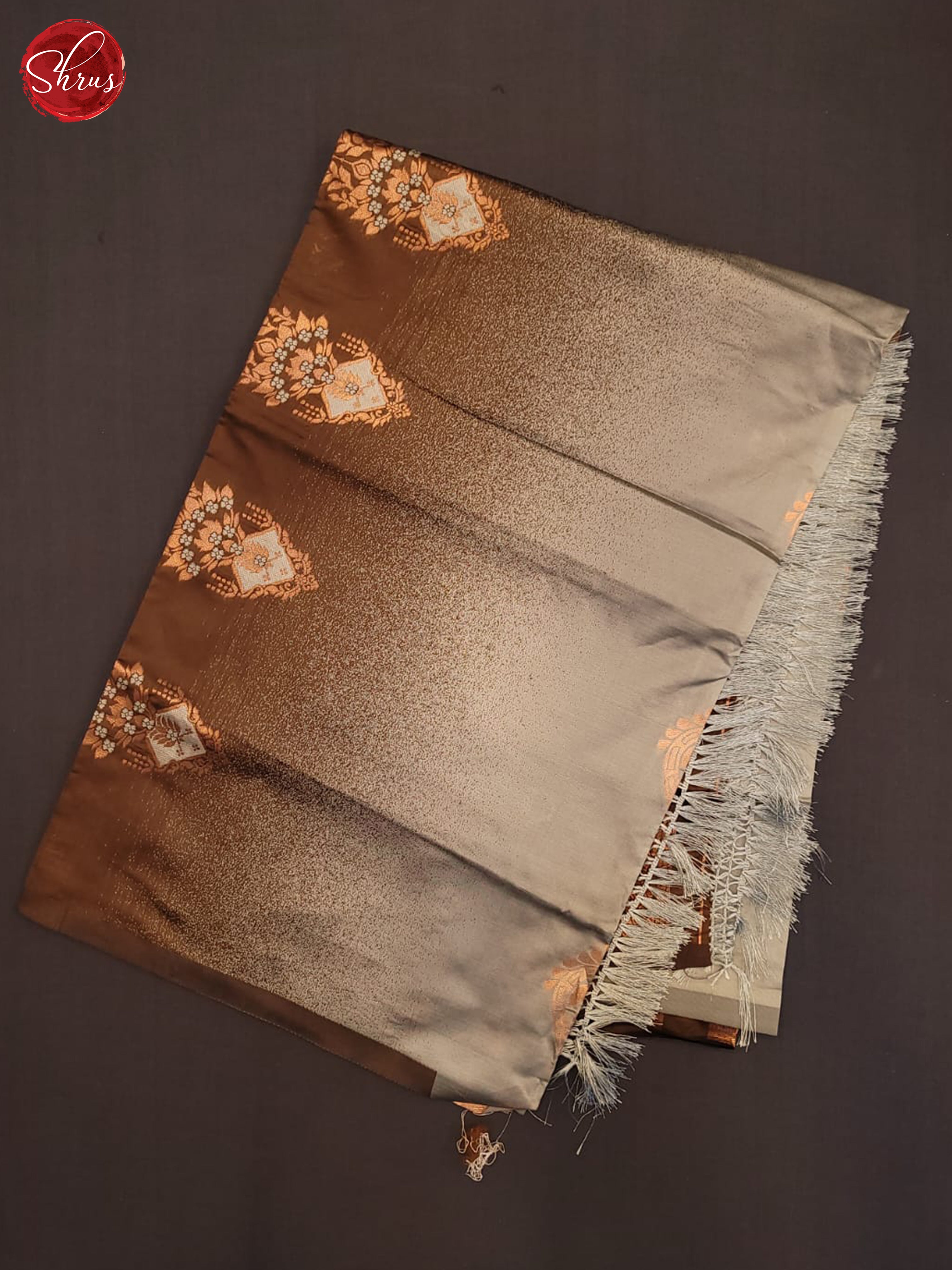 Grey & Brown - Semi Softsilk Saree - Shop on ShrusEternity.com
