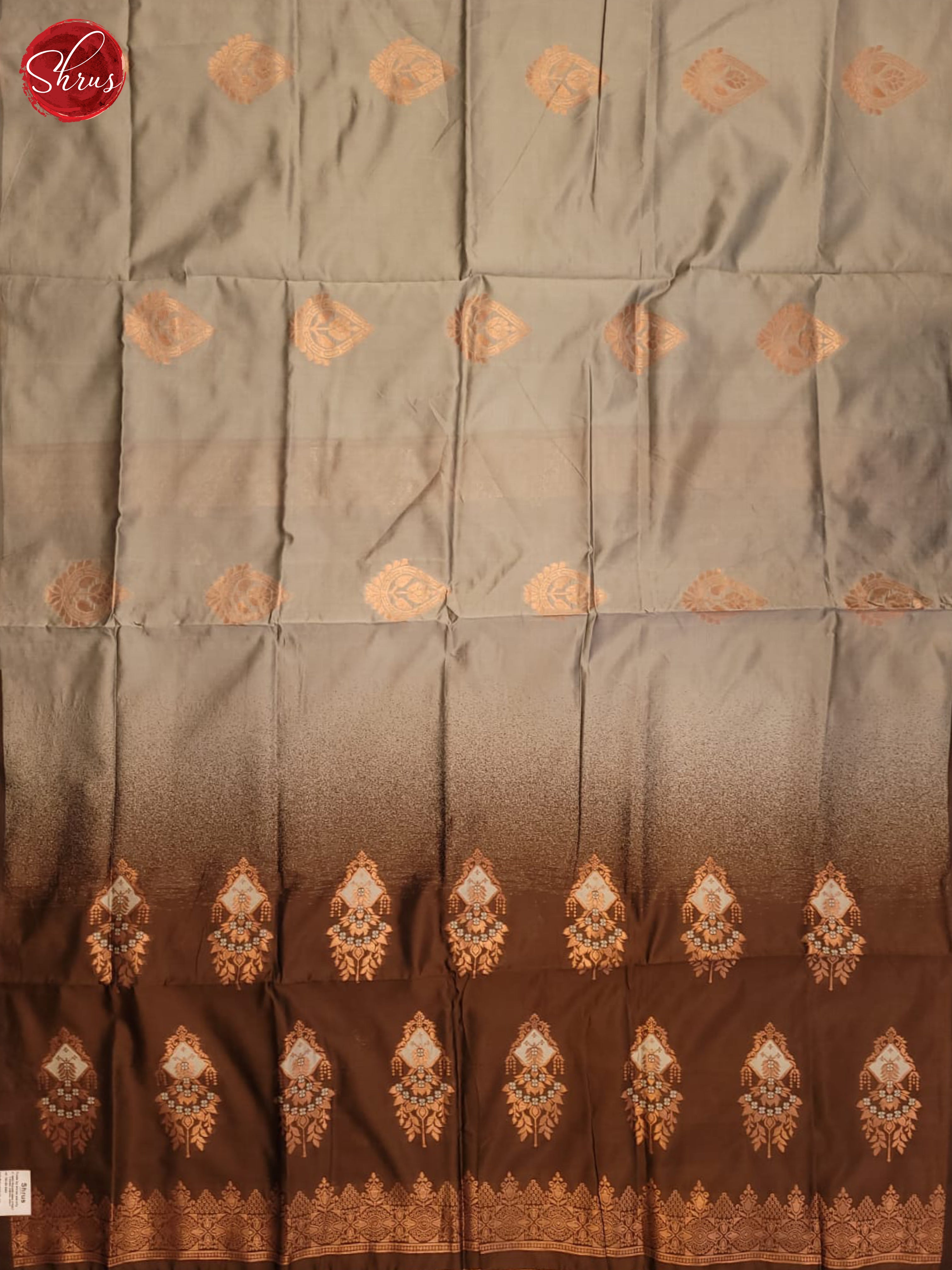Grey & Brown - Semi Softsilk Saree - Shop on ShrusEternity.com