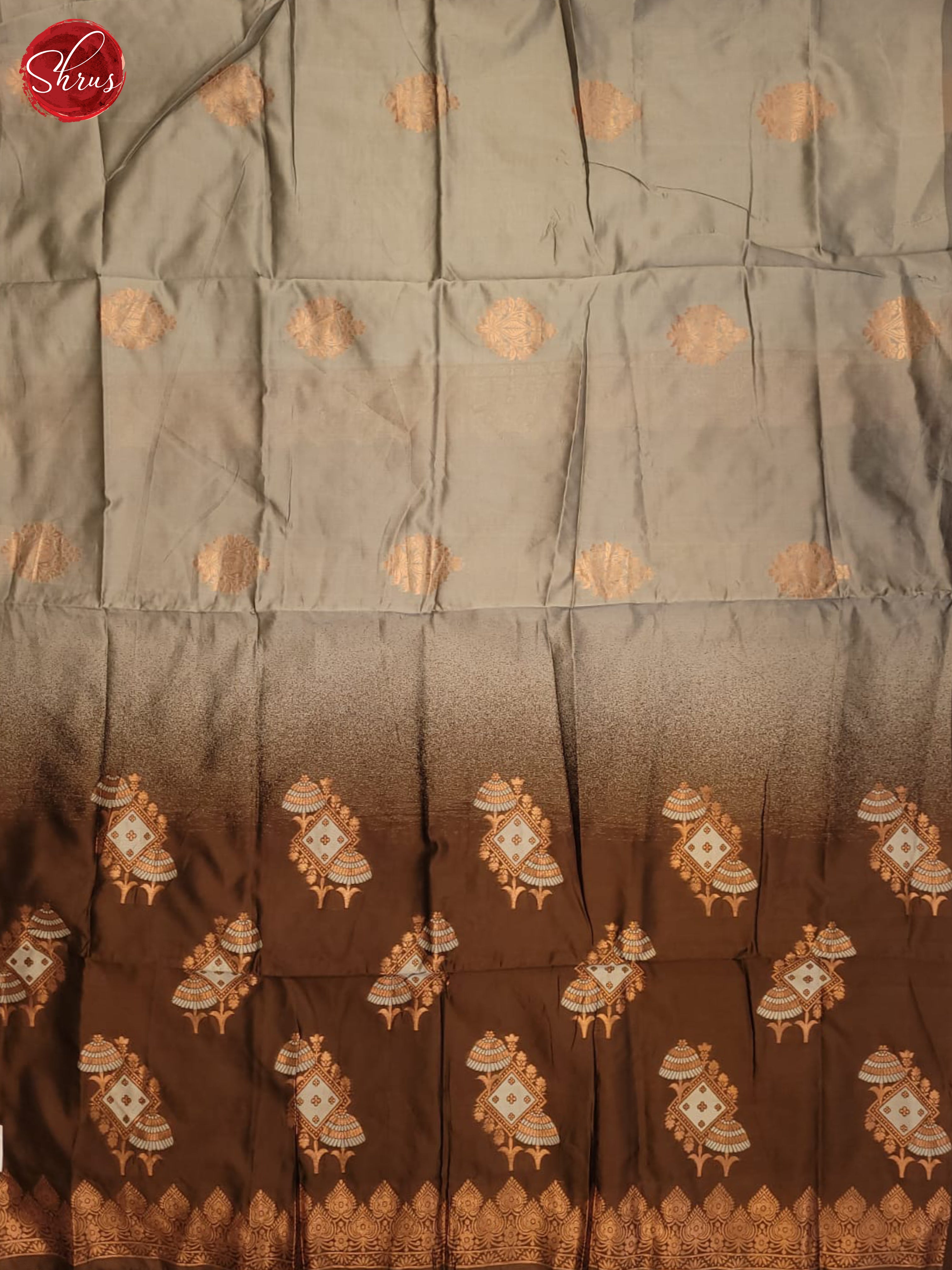 Grey & Brown- Semi Softsilk Saree - Shop on ShrusEternity.com
