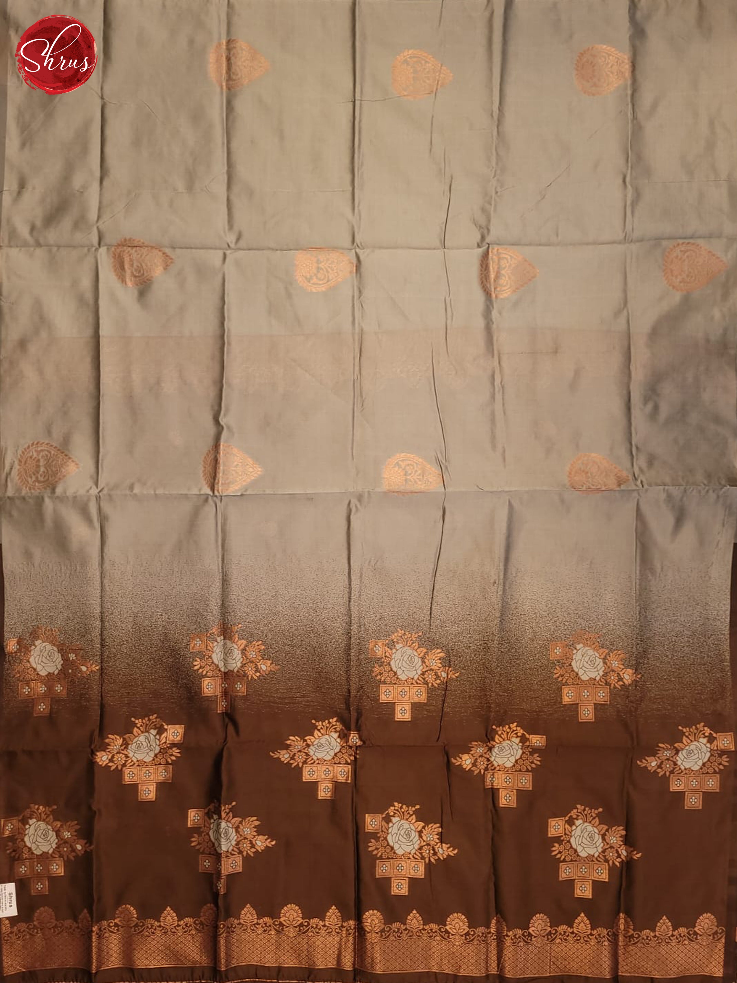 Grey & Brown - Semi Softsilk Saree - Shop on ShrusEternity.com