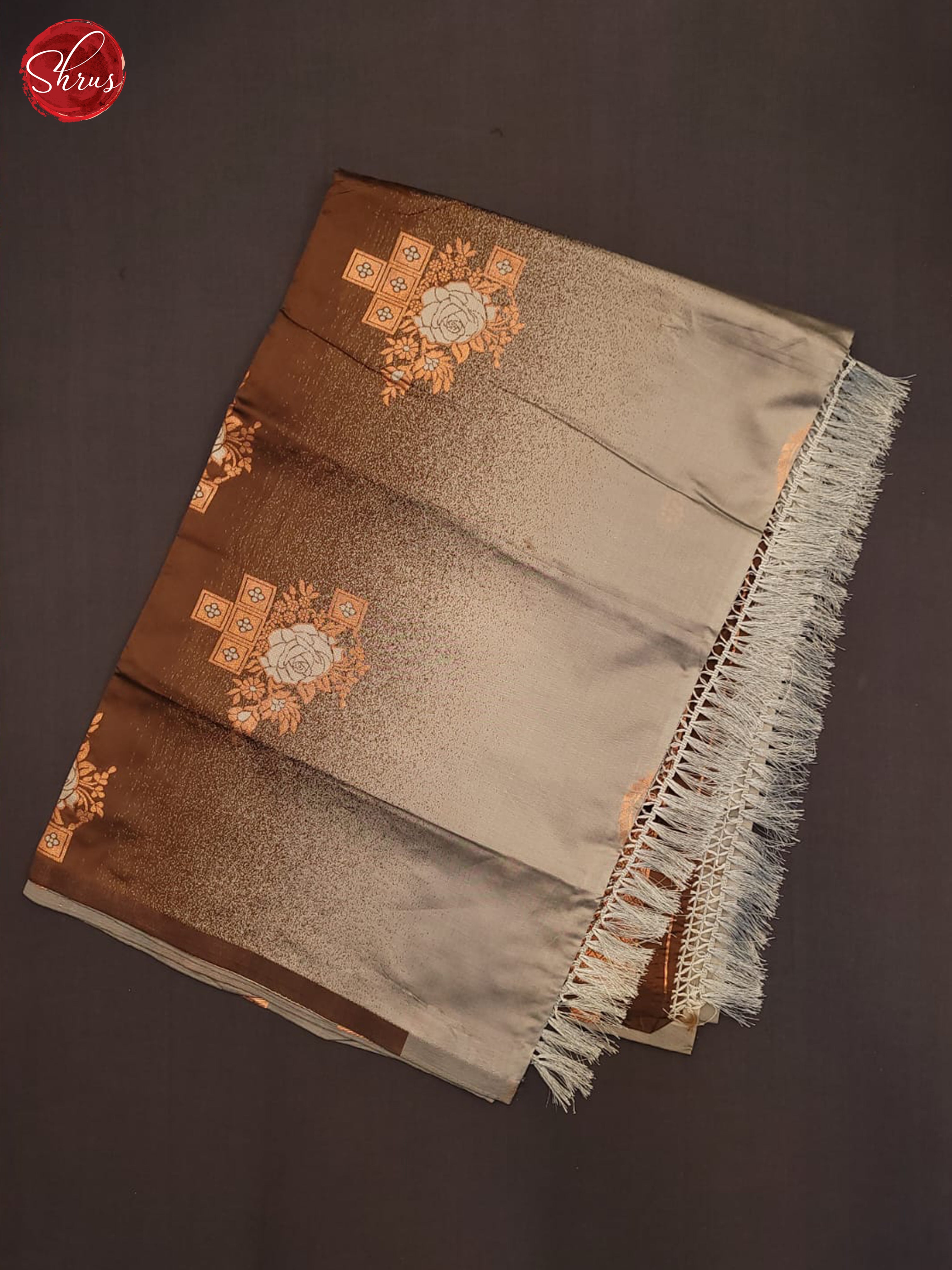 Grey & Brown - Semi Softsilk Saree - Shop on ShrusEternity.com